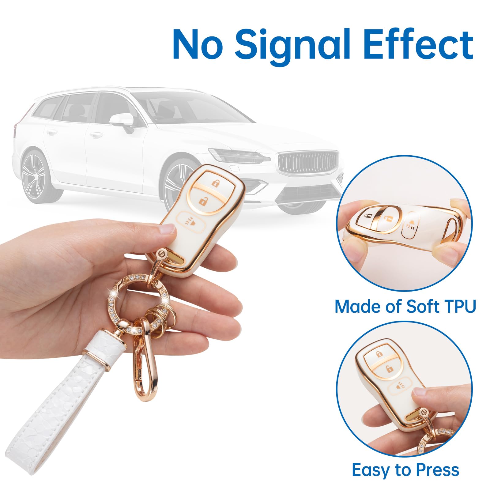 Cacarlike For Nissan Key Fob Cover With Nissan Keychain, Car Key Fob Case Compatible With Nissan Altima Maxima 350Z Armada Quest