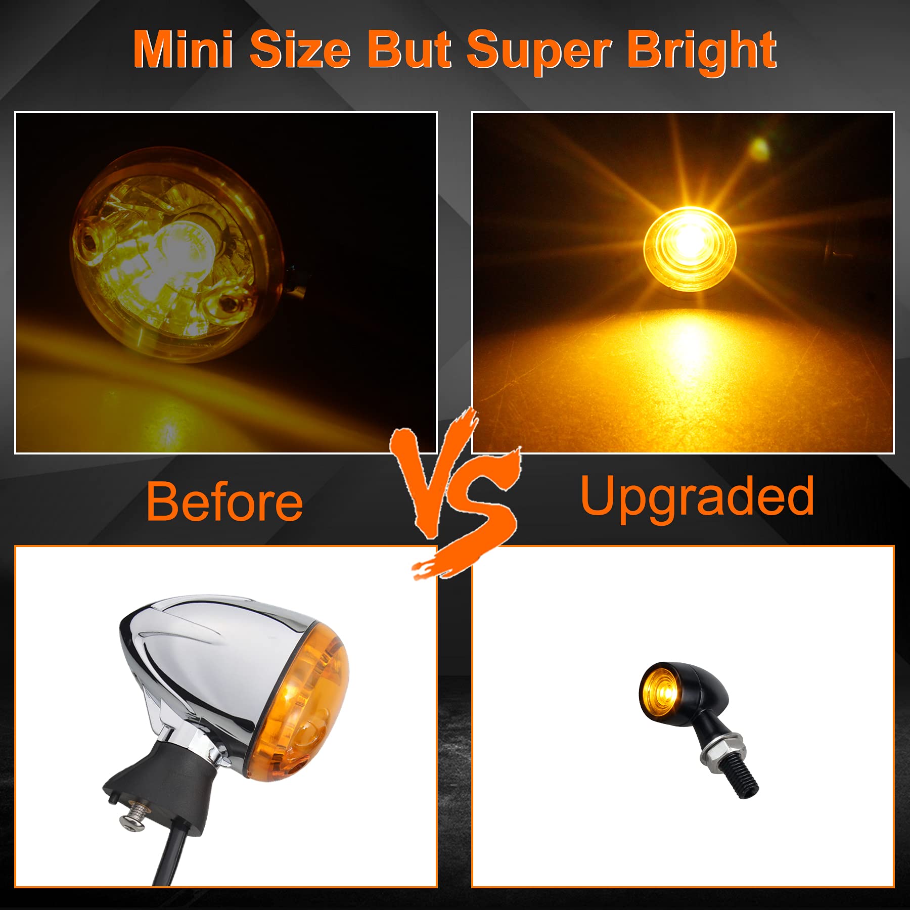 Quasco Led Motorcycle Turn Signal Lights Universal Mini Front Blinkers Compatible With Harley Honda Suzuki Triumph Yamaha