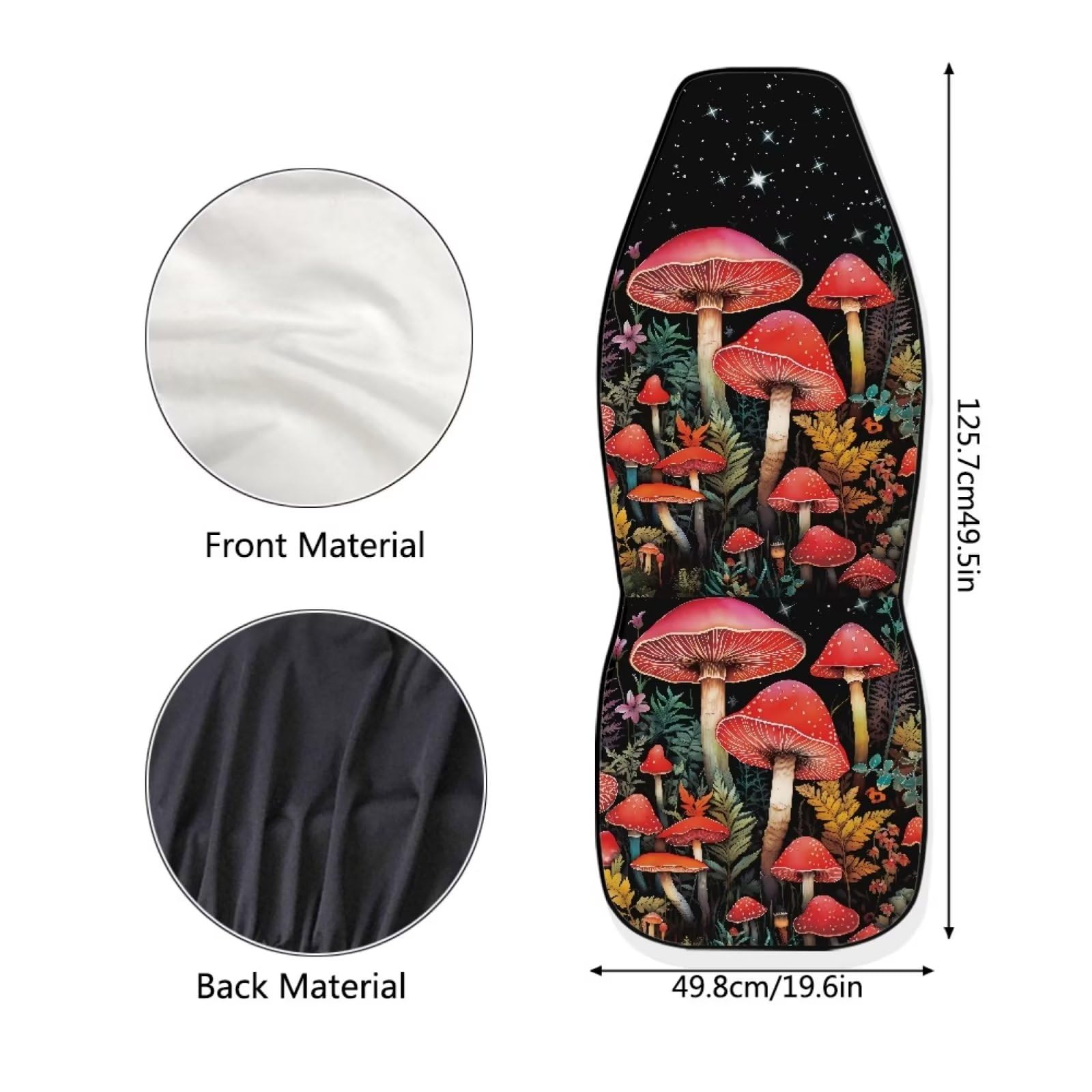 Bigcarjob Mushroom Car Seat Cover Set For Women, Fantastic Print Auto Front Seat Protector Set Of 2 Pcs, Vehicle Bucket Seat Pad