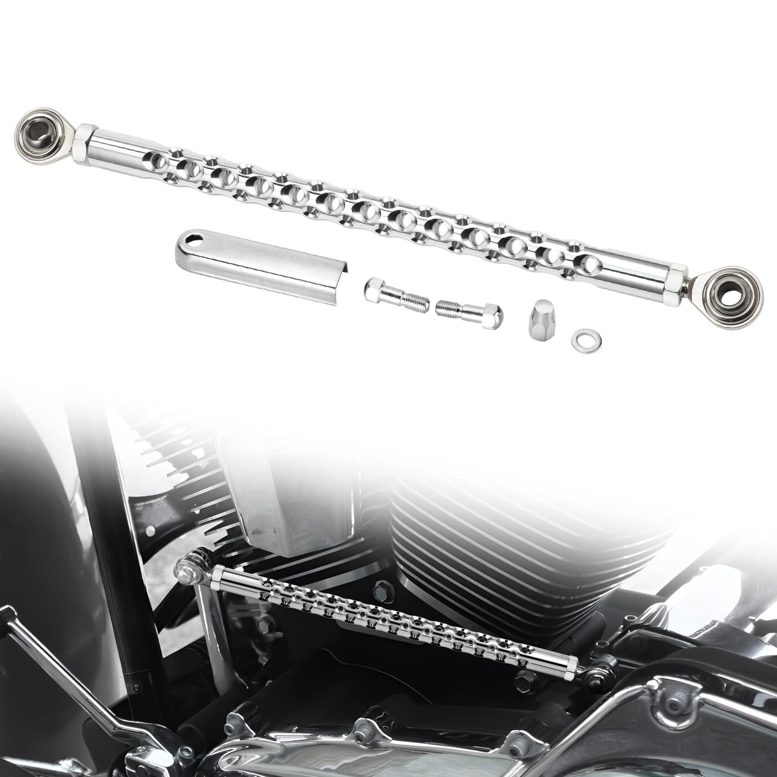 Amazicha Chrome Shift Linkage Gear Shifter Linkage Compatible For Harley Davidson Softail Touring Street Glide Electra Glide Roa