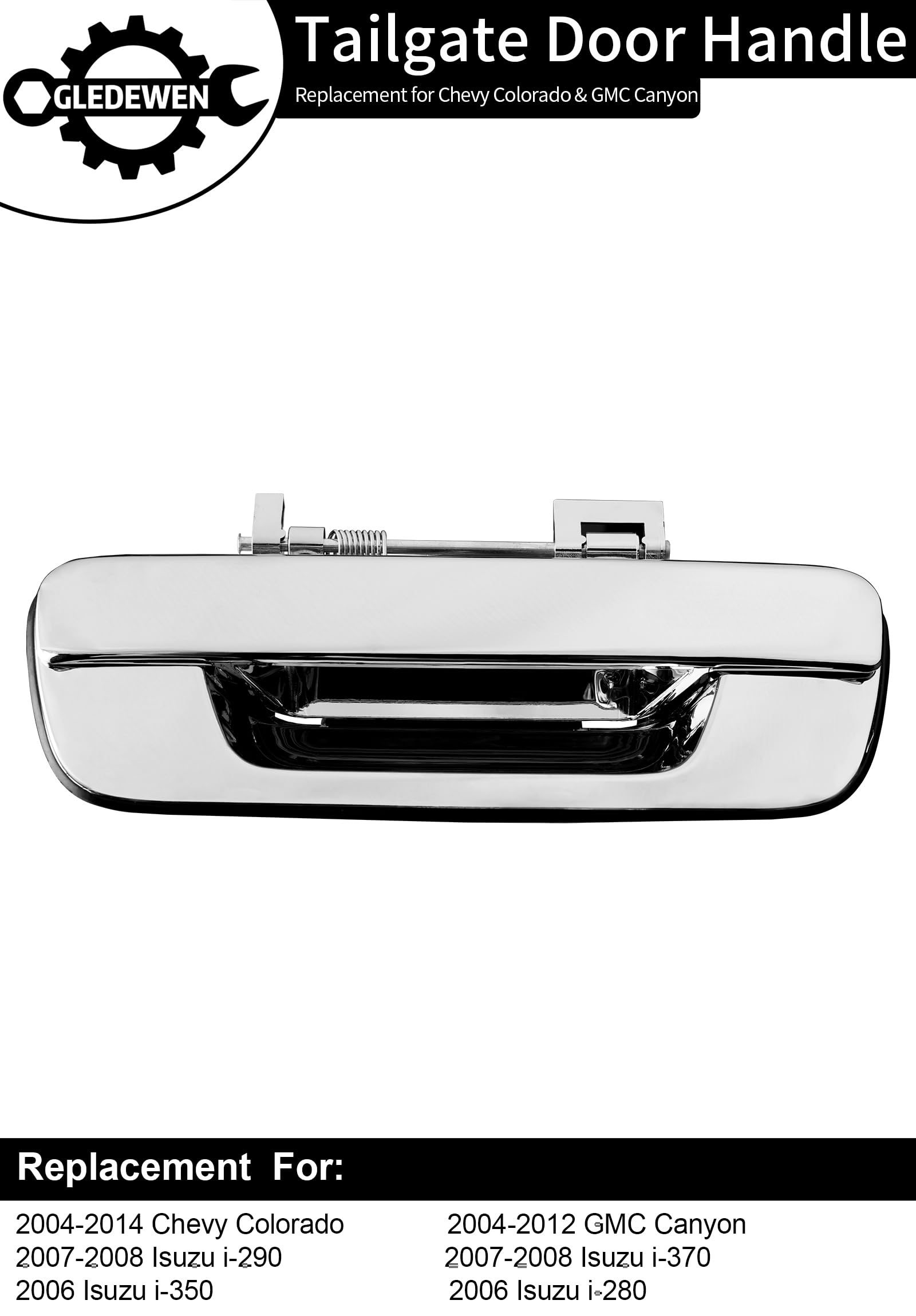 Tailgate Door Handle Chrome, Compatible With 2004-2014 Chevy Colorado & Gmc Canyon & Isuzu I-280 / I-290 / I-350 / I-370, Exteri