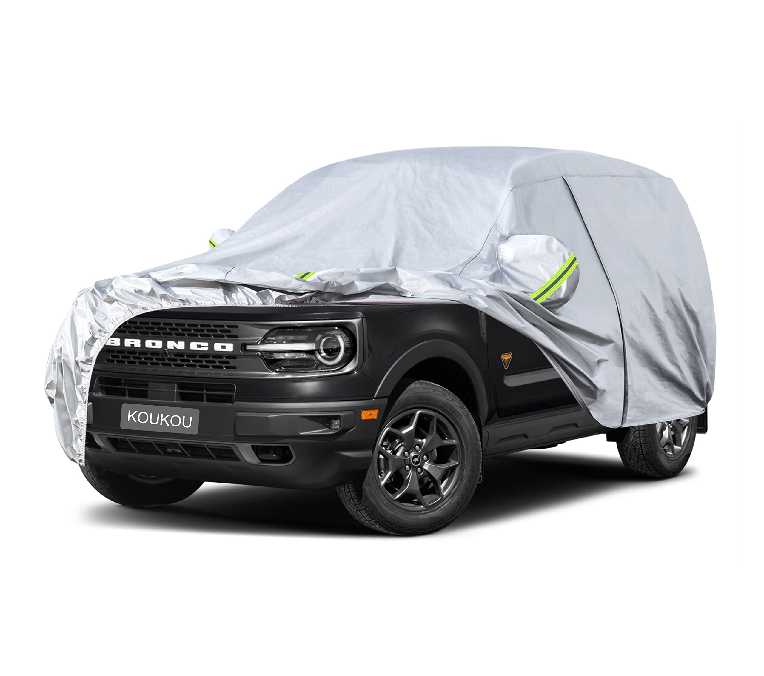 Koukou 6 Layers Car Cover Custom Fit Ford Bronco 4 Door From 2020 To 2025, Waterproof All Weather For Automobiles, Sun Rain Dust