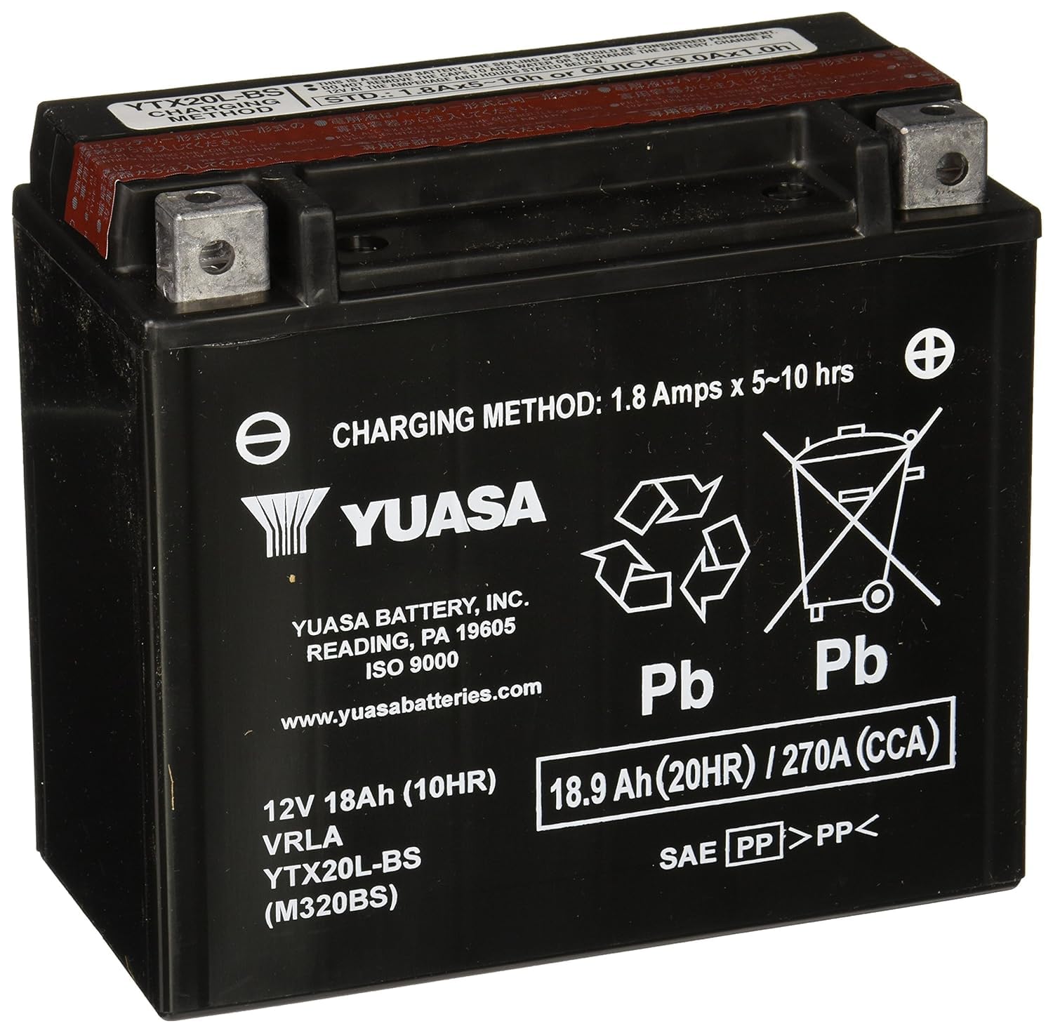 Yuasa Yuam320Bs Ytx20L-Bs Maintenance Free Agm Battery With Acid Pack