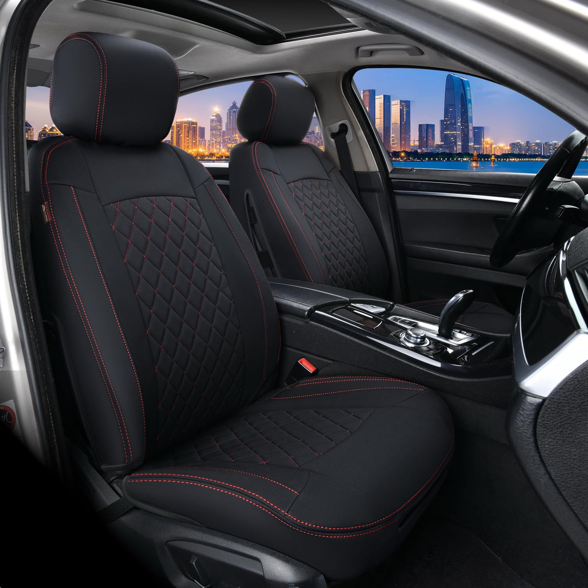 Coverado Front Car Seat Covers, 2 Pack Car Seat Protector, Waterproof Seat Covers, Neoprene Car Seat Cushion, Driver Black Seat 