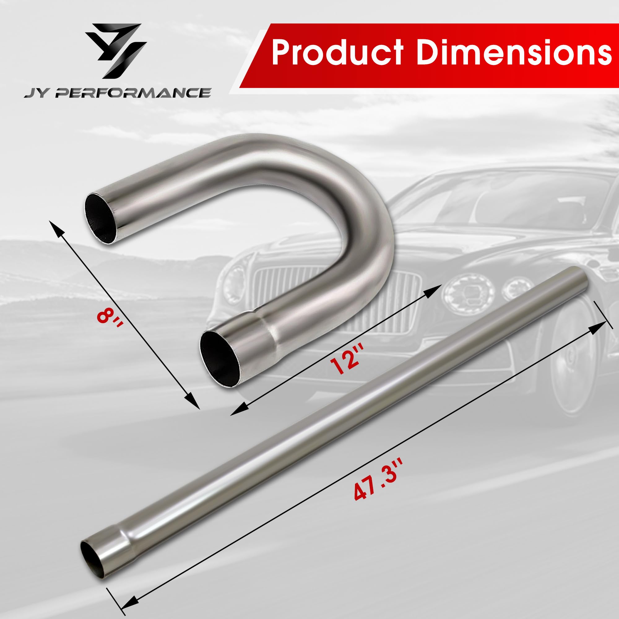 3'' Custom Exhaust Kit Universal Mild Steel 16 Gauge Tubing Mandrel Bend Pipe Straight & U-Bend (16Pcs, 2 Packs)