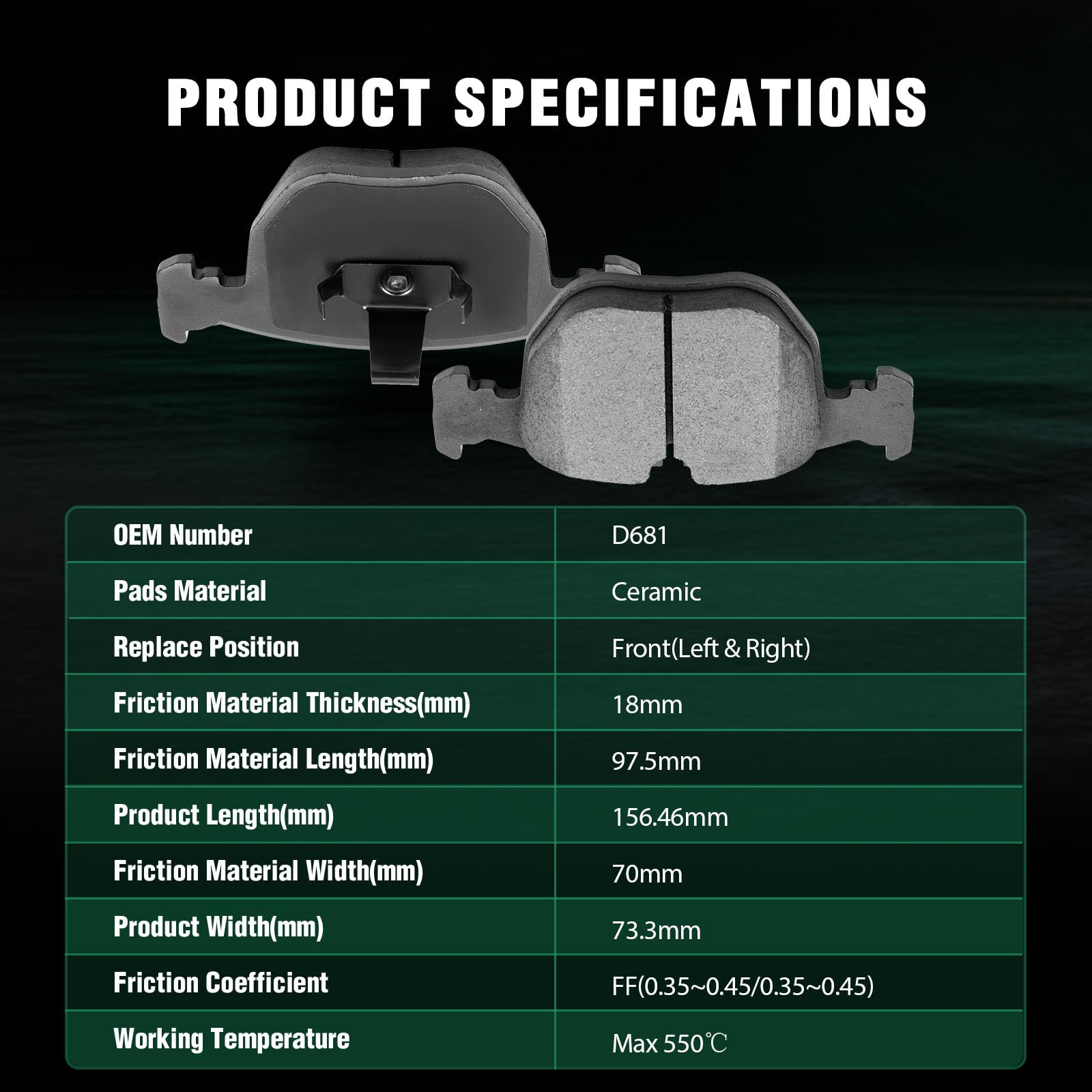 Automuto 4Pcs Front Ceramic Disc Brake Pads Set D681 For Bmw 530I 540I 740I 740Il M5 X5 For Land Rover Range Rover