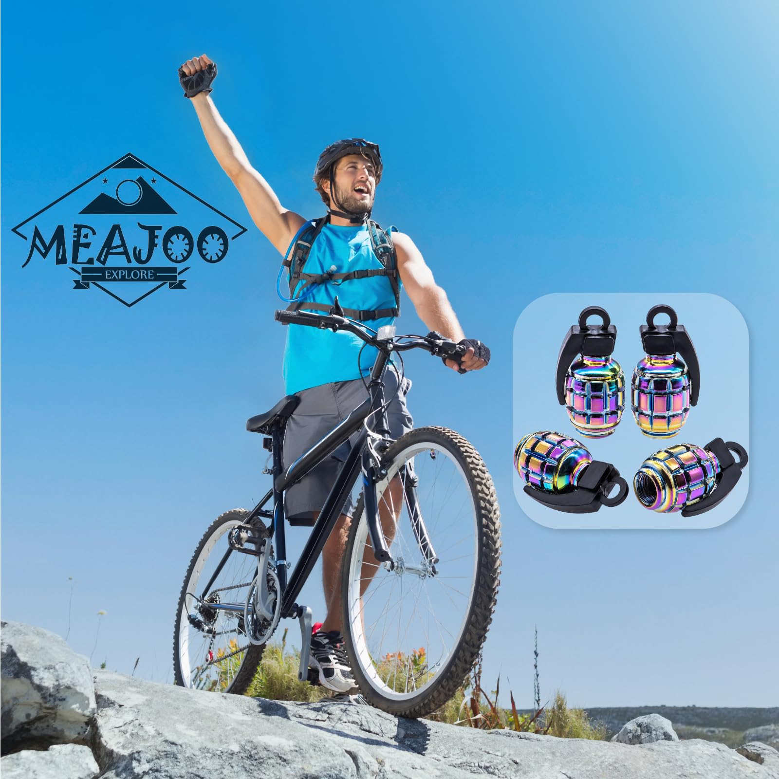 Meajoo 4Pcs Tire Valve Stem Caps, Aluminium Alloy Tire Valve Stem Covers Universal Car Wheel Tire Valve Caps For Cars, Trucks, S