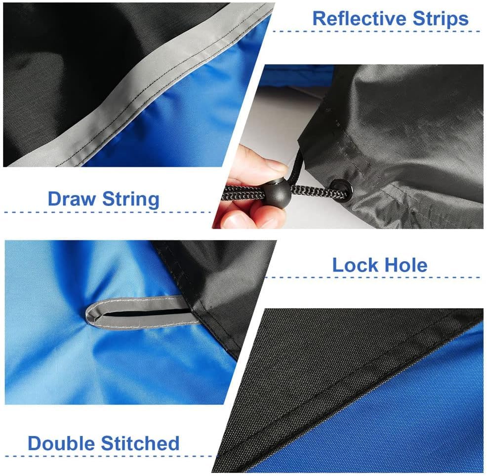 Kayme 300D Motorcycle Cover Waterproof Outdoor, All Season Rainproof Dustproof Motorbike Protective Tarp with Lock Hole, Univers