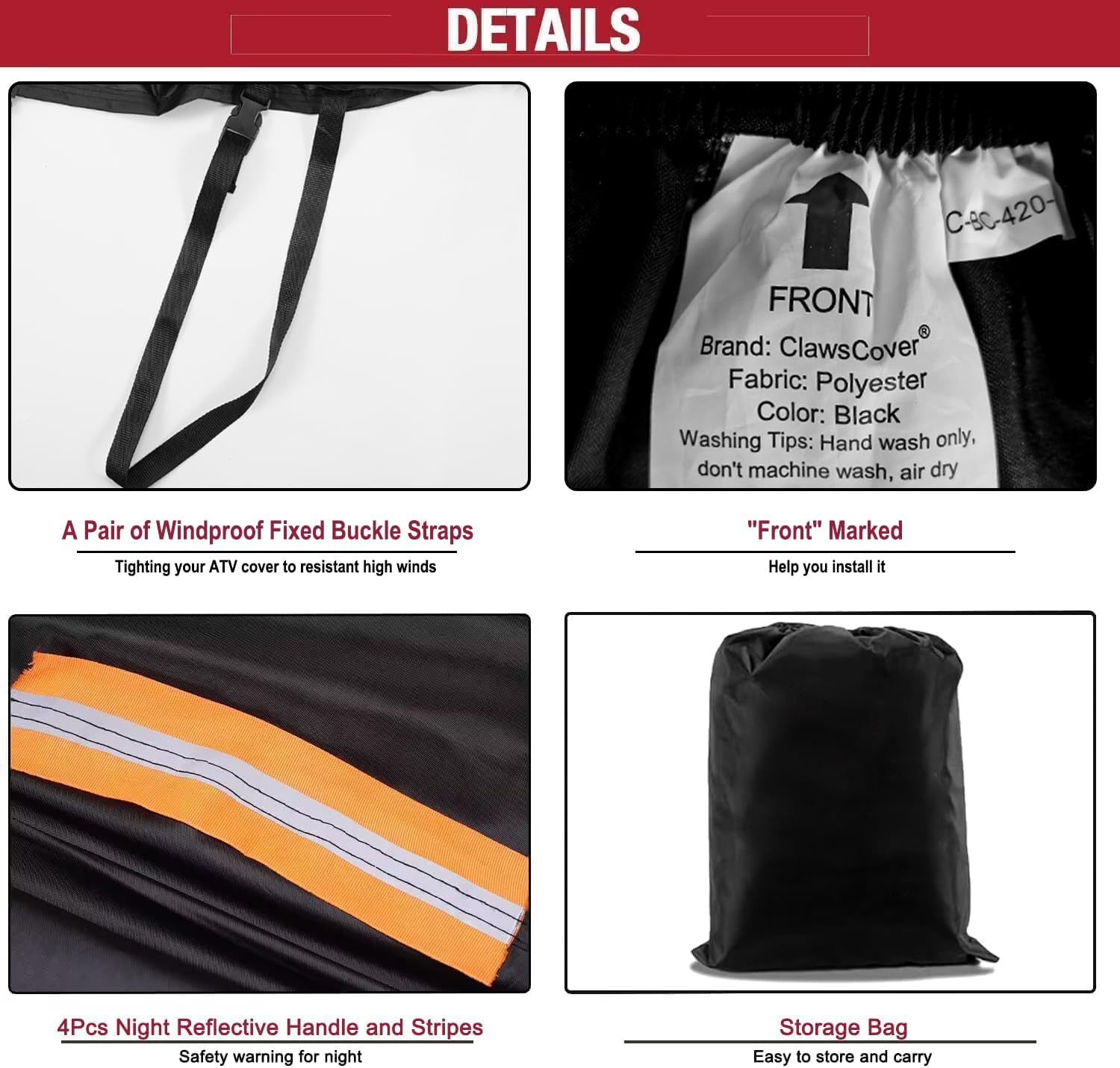 ClawsCover ATV Quad Covers Waterproof Outdoor Heavy Duty Oxford Cloth 4 Wheeler Accessories Fadeless Windproof All Weather Prote