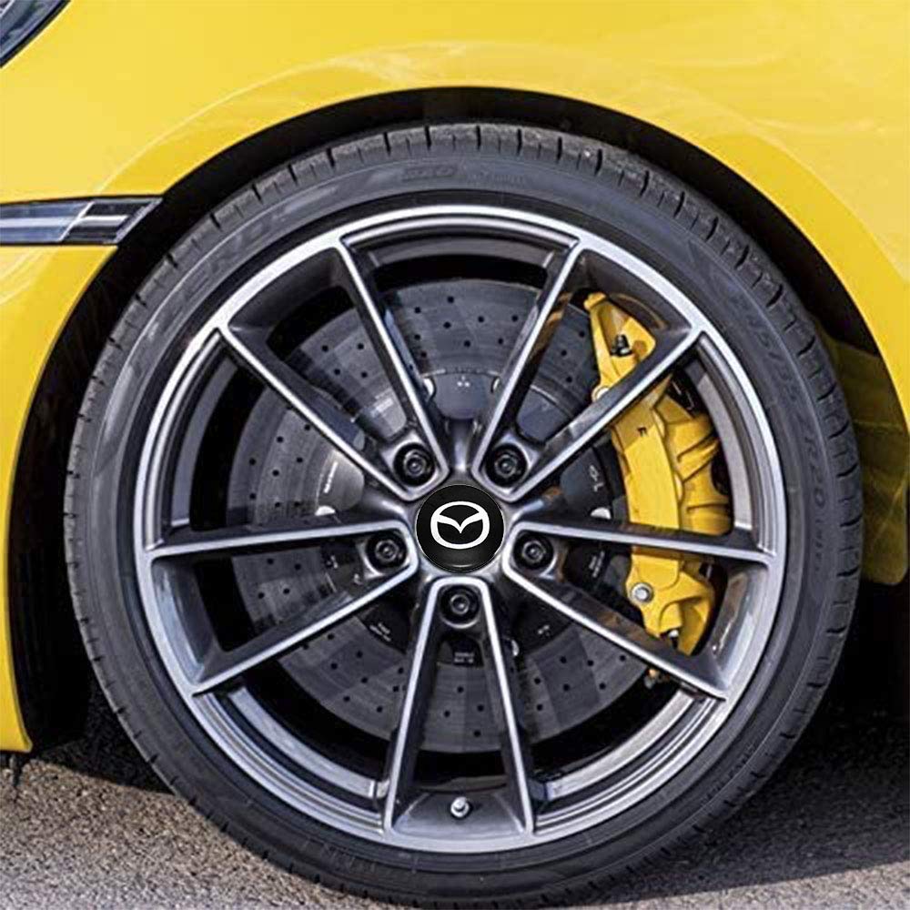 Jd Auto 4Pcs 56Mm 22 Emblem Badge Sticker Wheel Hub Caps Center Cover Abs Material (Fit Mazda Black)