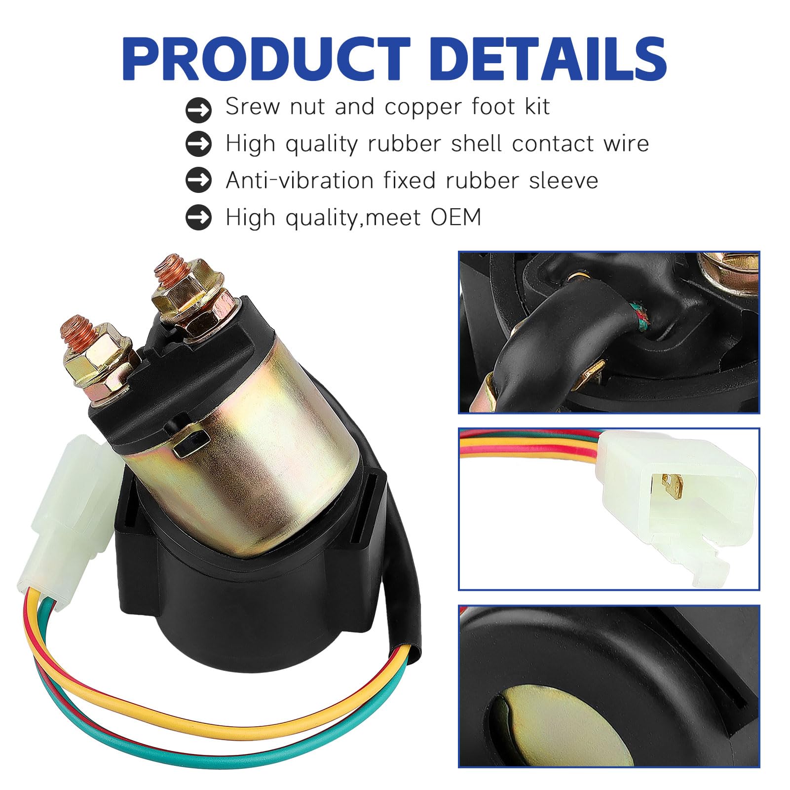 Sollon Starter Solenoid Relay For 4-Stroke Gy6 Engine 50Cc 150Cc 200Cc 250Cc Atv Dirt Bikes Scooters Go Kart Dne Buggys Quad 4 W