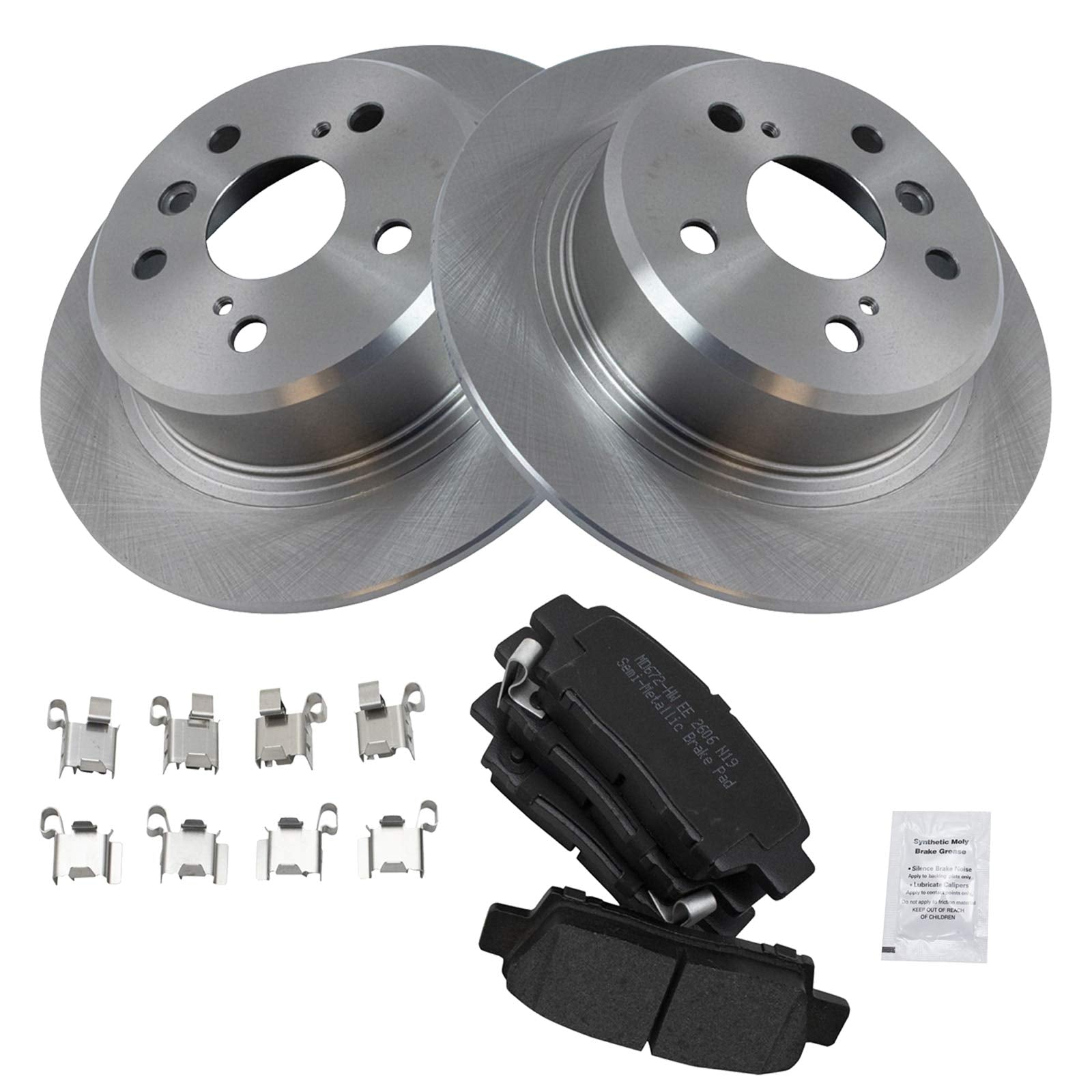 Trq Rear Brake Pad & Rotor Kit Brake Pads Brake Rotor Semi-Metallic Compatible With 1995-1999 Toyota Avalon