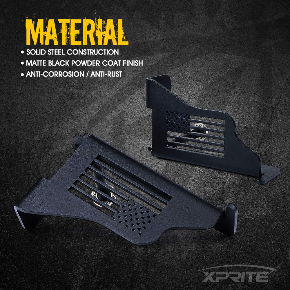 Xprite Wrangler Foot Pegs, Metal Steel '' Us Flag '' Exterior Door Hinge Mounted Front Rest Pedals Compatible With 2007-2018 Jee