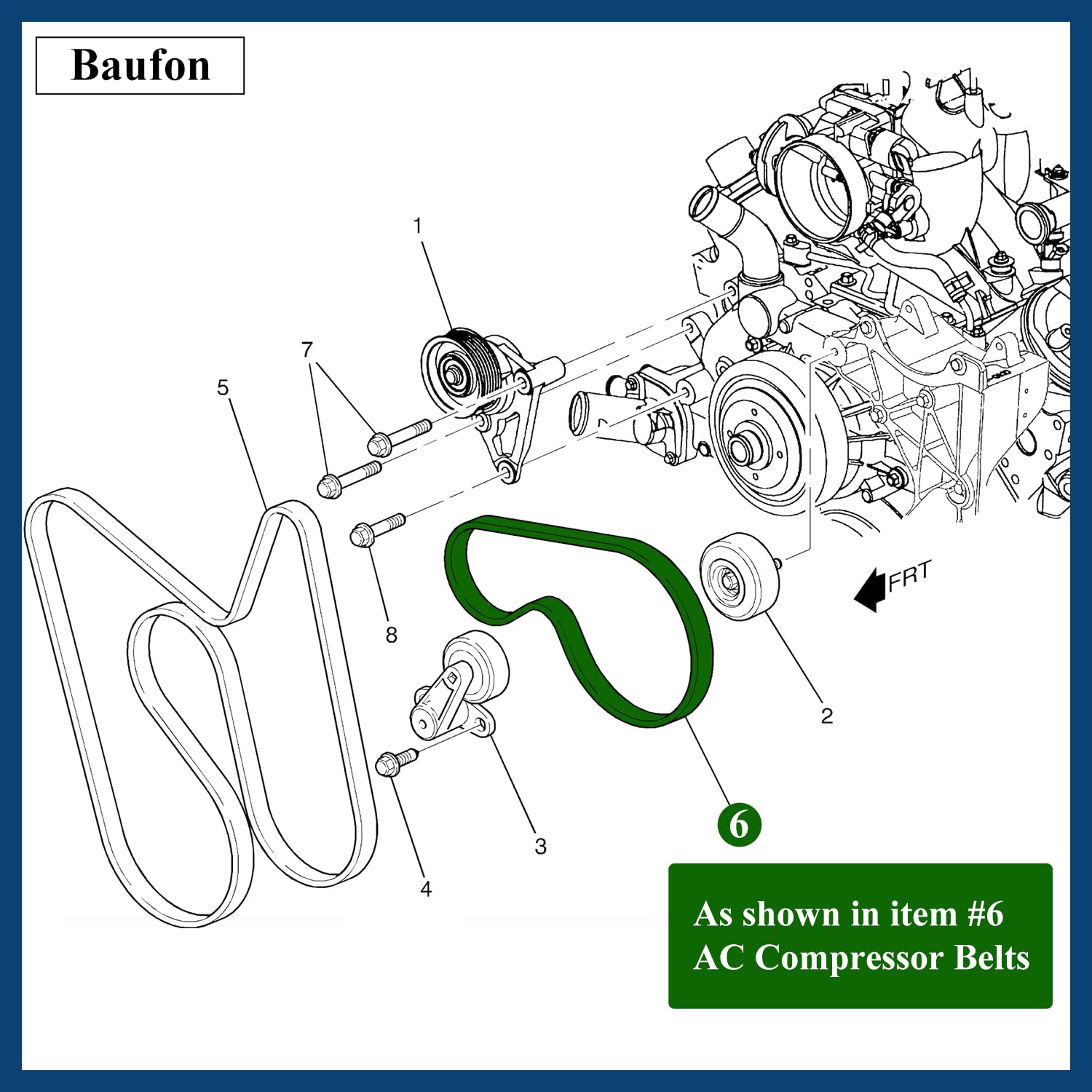 12576447 Ac Belt For Chevy Tahoe Suburban Silverado Avalanche Express, Cadillac Escalade, Gmc Savana Sierra 1500 2500 3500 Yukon Denali, Hummer H2 Air Conditioning Conditioner Belt