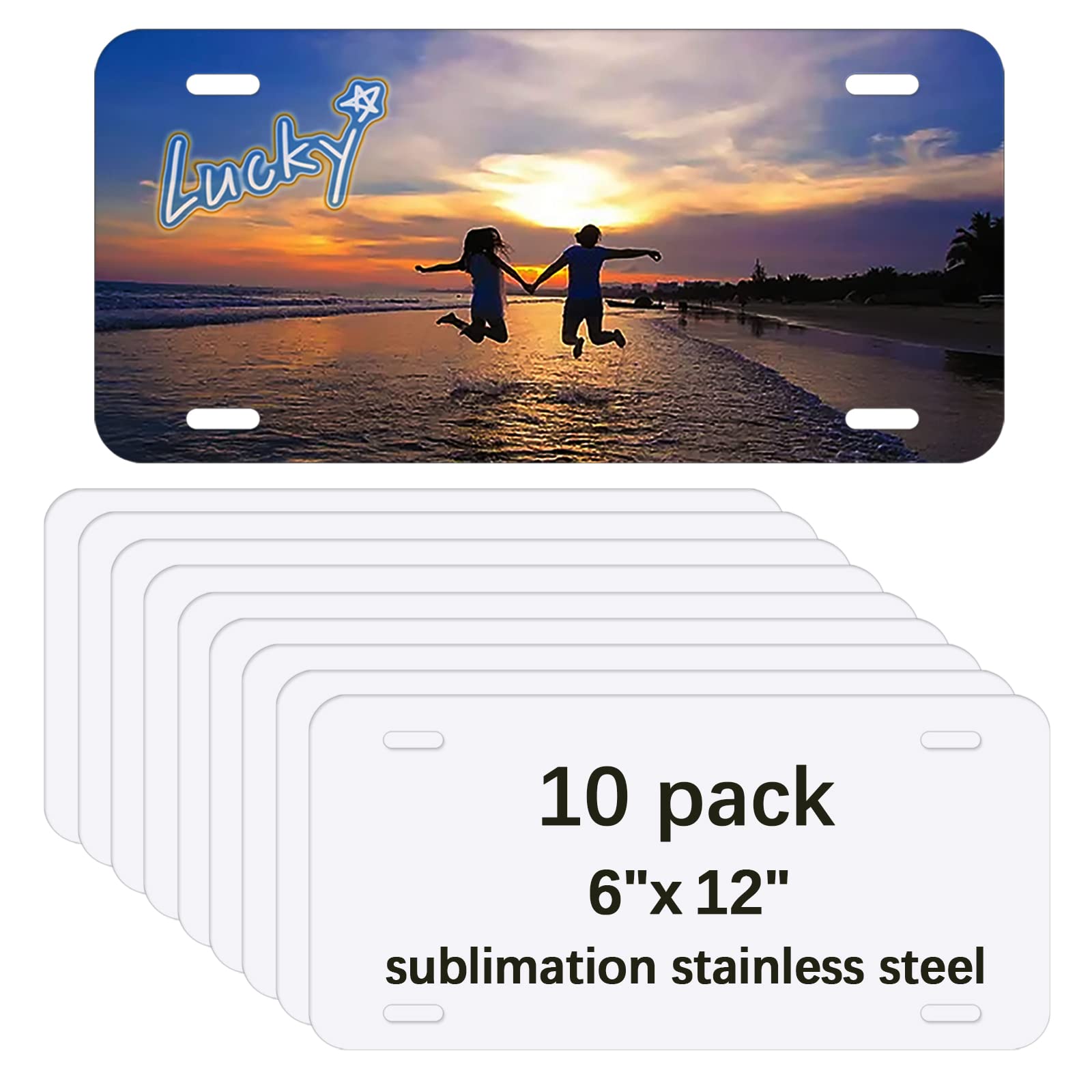 10 Pack Sublimation License Plate Blanks 6''X12'',DIY Picture Sublimation BlankHeat Thermal Transfer Sheet,Metal Aluminum Automo