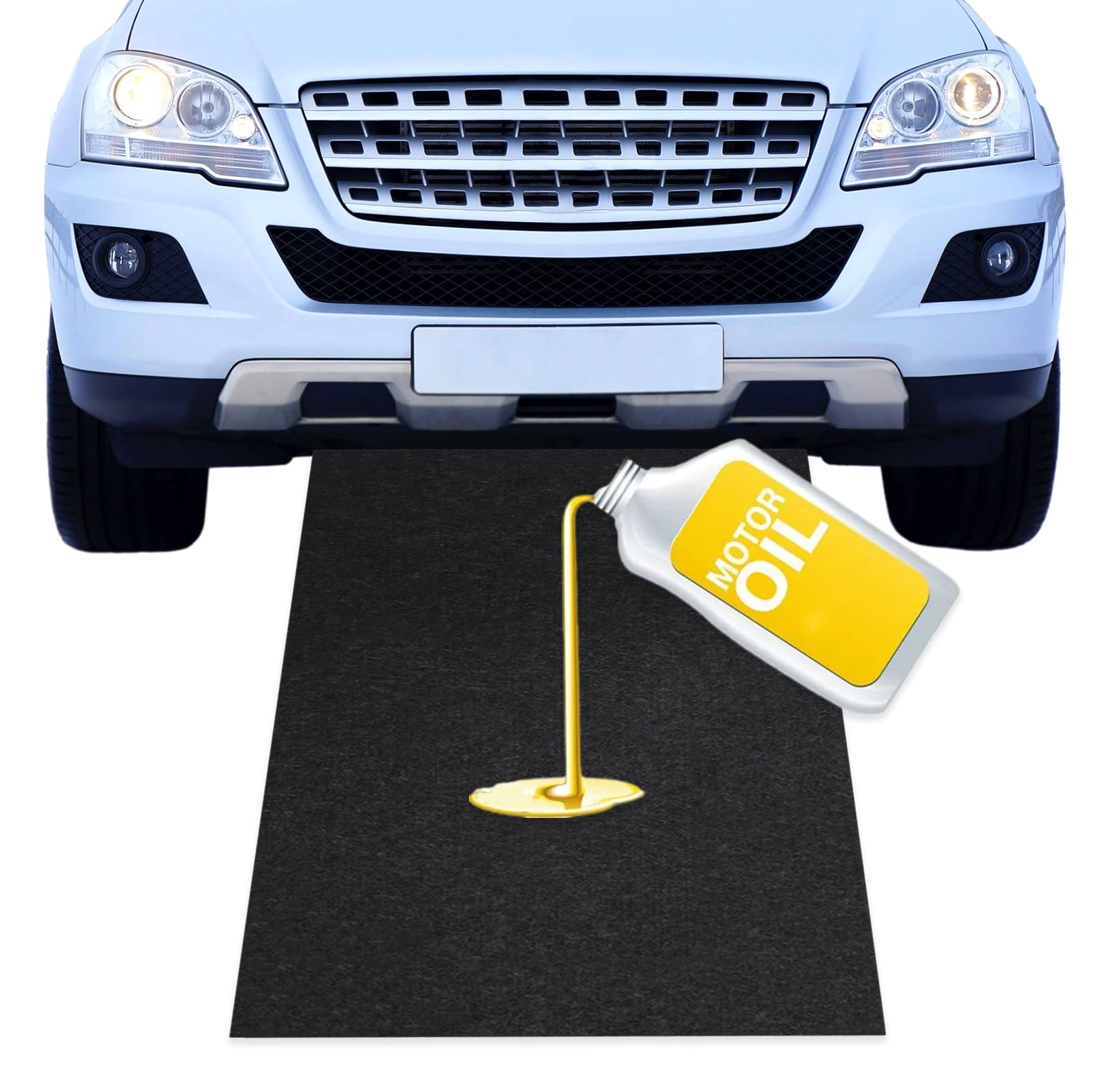 Cheardia 2 Pack Garage Floor Mat, 60 x 36 Inches Oil Spill Under Car With Waterproof Backing, Black Reusable Rubber for Driveway