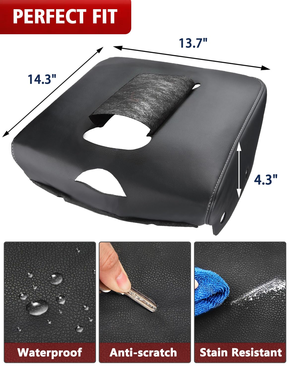 Kbh Center Console Armrest Cover Replacement For Chevy Silverado & Gmc Sierra 2020 2021 2022 2023 2024 2025, Jump Seat, Arm Rest