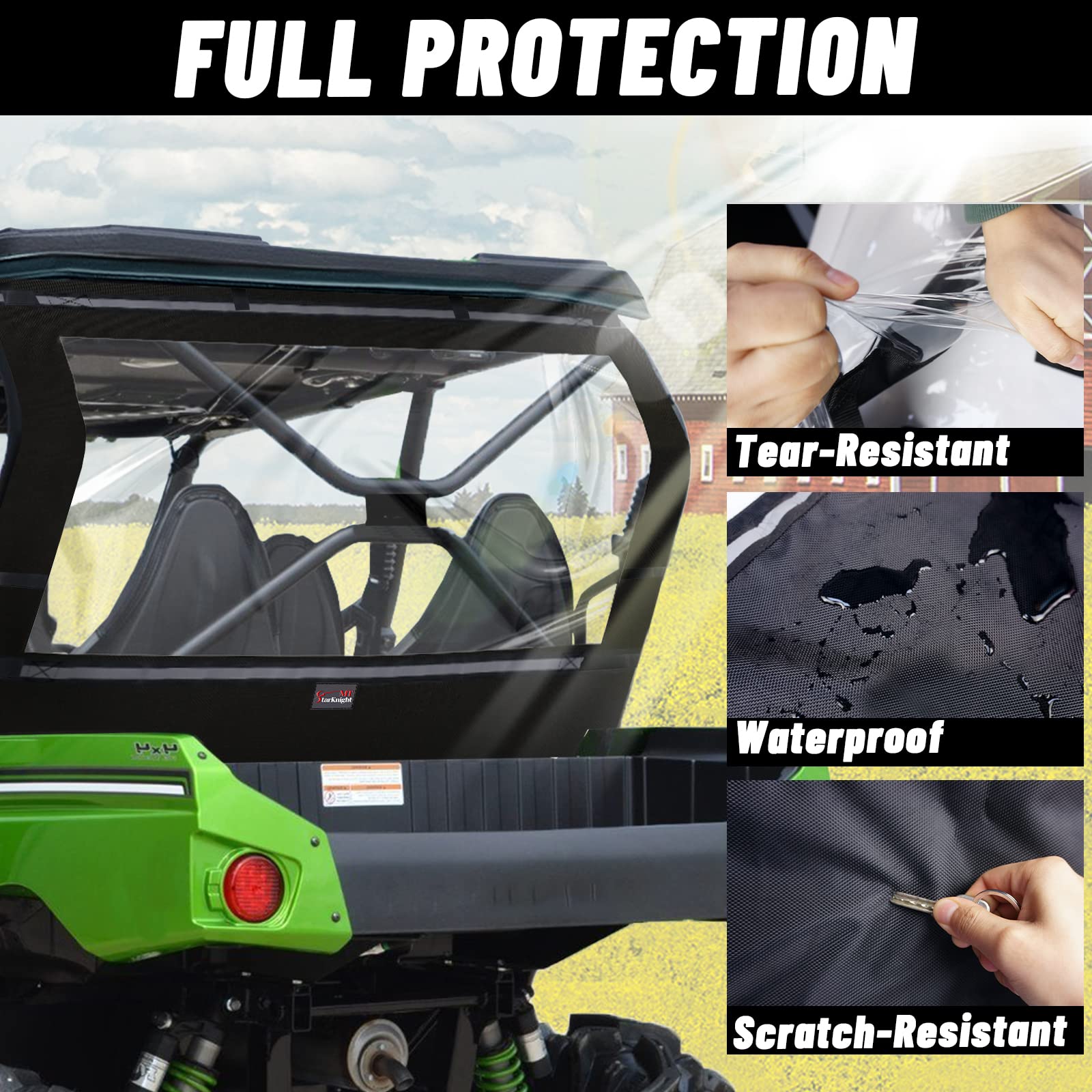 Starknightmt Teryx Soft Rear Window - Back Dust Panel Compatible With Kawasaki Teryx 4 800 2013-2023 Dustproof Rainproof Teryx 4 Utv Back Windshield Accessories