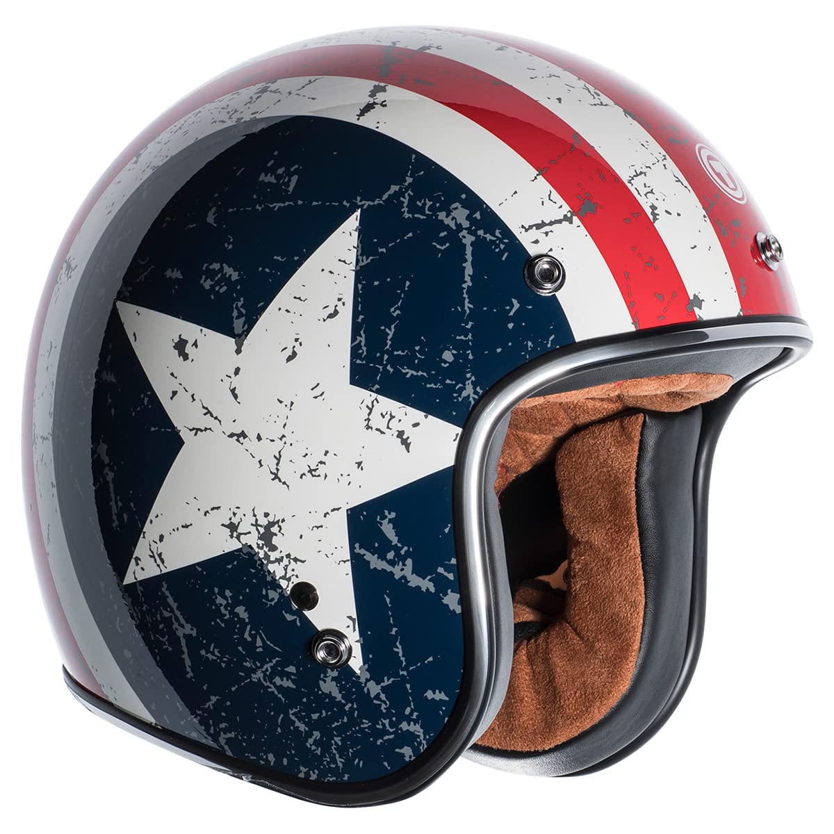 Torc (T50 Route 66) 3/4 Helmet With 'Rebel Star' Graphic (White, Small)