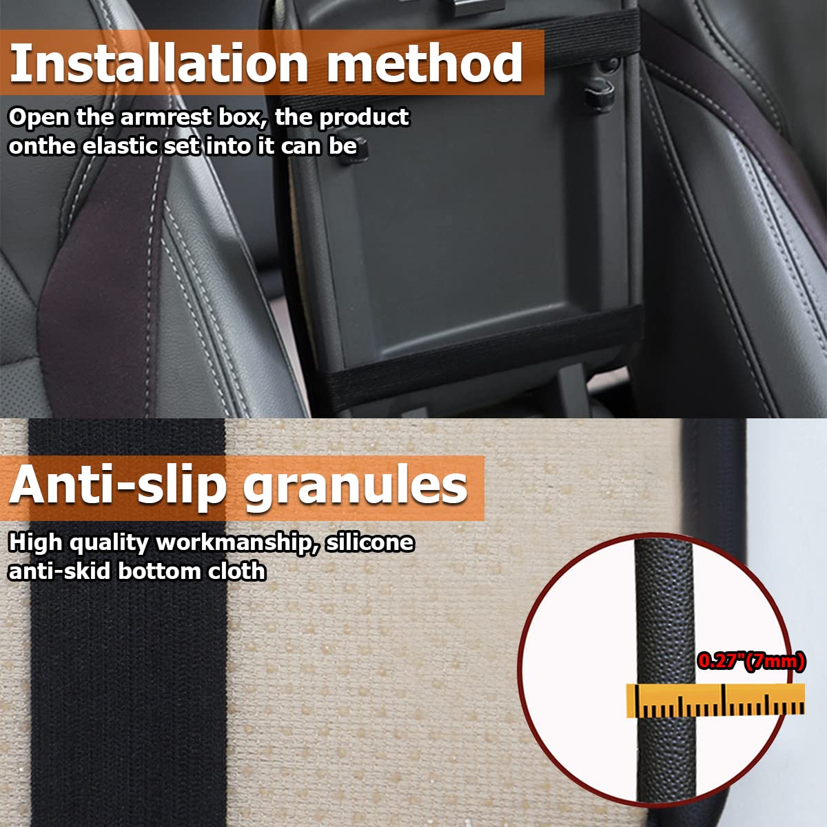 Moly Magnolia Car Center Console Cover, Leather Waterproof Armrest Seat Box Cushion Pad, Universal Decor Protector Mat, Auto Interior Accessories For Suv Truck Vehicle (Yellow)