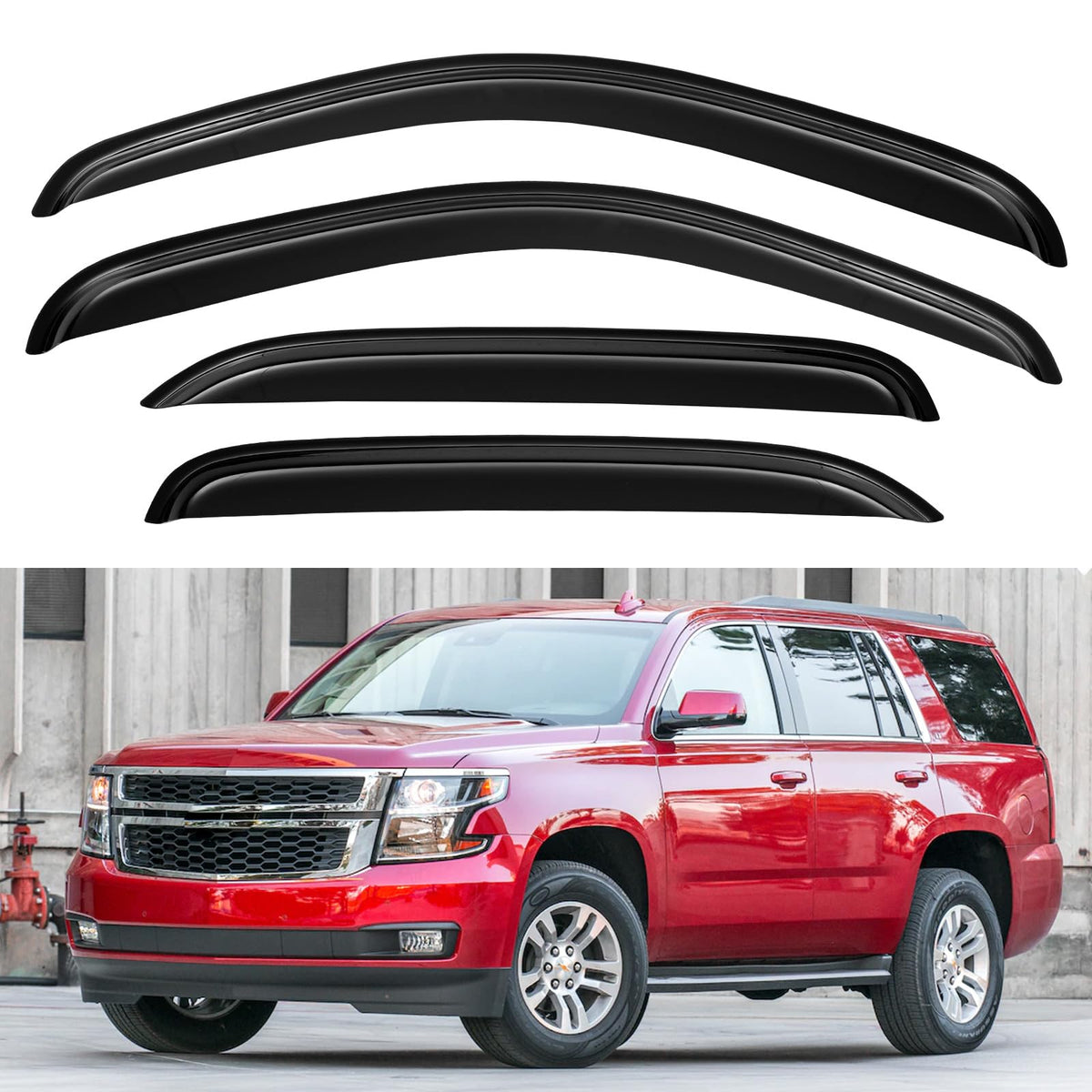 Window Visors Rain Guards for 2007-2014 Chevy Tahoe/GMC Yukon, Out-Channel Window Vent Wind Deflectors Visors Shades for 07-14 T