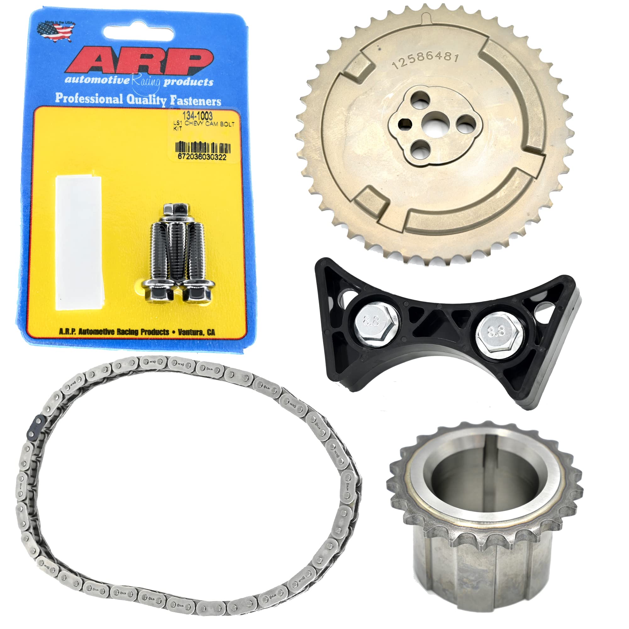 Michigan Motorsports Timing Chain Set With Cam Sprocket, Arp Cam Bolts, Crank Gear, Timing Chain, And Dampner Fits 4.8 5.3 5.7 6