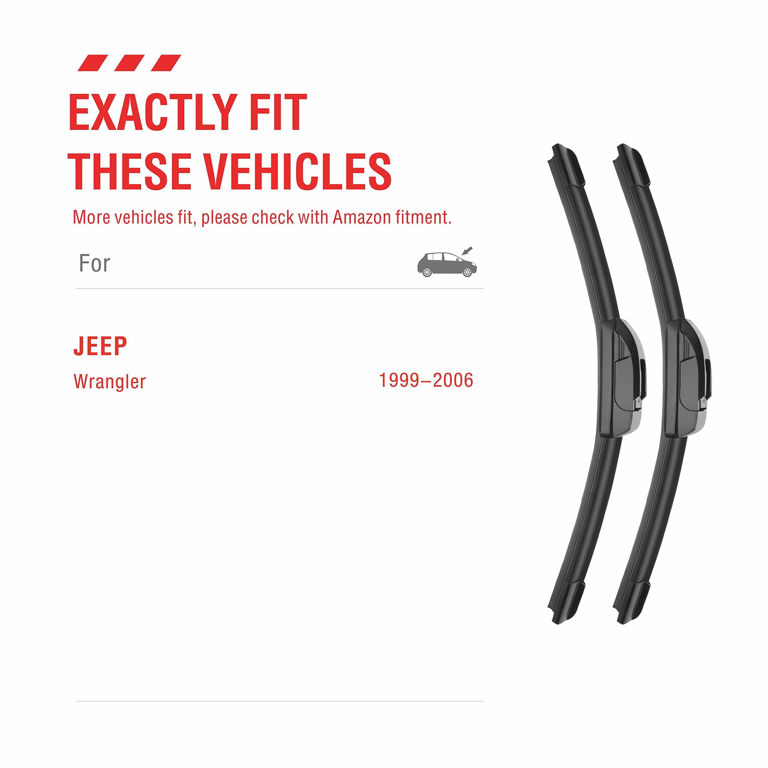 Oem Quality Performance Premium 13 Wiper Blades 2 Pack,All-Season Auto Replacement Windshield Wiper Blades,Fit Wrangler 2006-199
