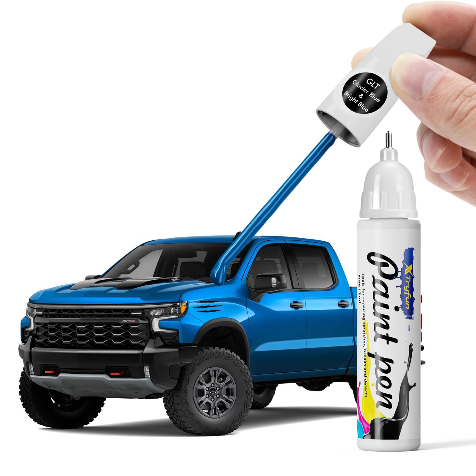 XTryfun GLT/WA327E Glacier Blue/Bright Blue Touch Up Paint Compatible with Chevrolet, DIY Car Paint Scratch Repair, Automotive P