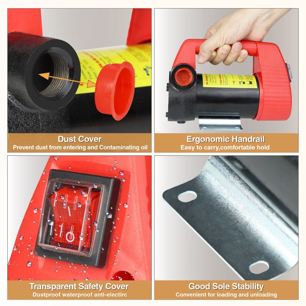 12V Fuel Transfer Pump, Diesel Transfer Pump With Nozzle Hose For Diesel, Kerosene, Machine, Transformer Oil, 12 Gpm Self Primin