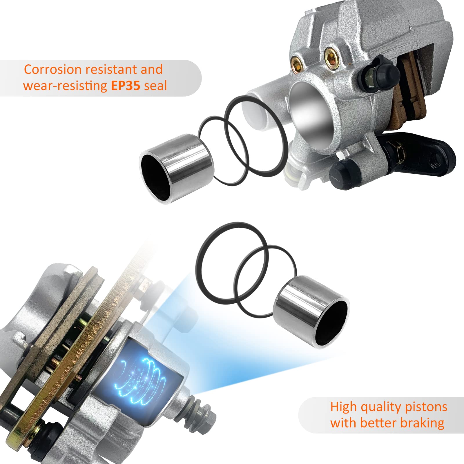 Front Left Right & Rear All Brake Calipers For Yamaha Kodiak 400 2000-2002 Kodiak 450 2003-2004 Wolverine 450 2006-2010 Yfm400 Yfm450