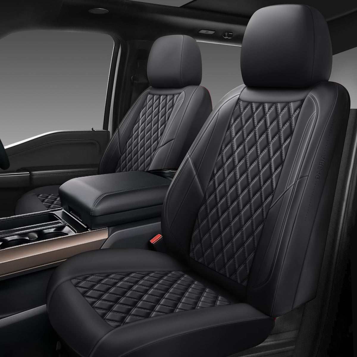 GEEYONTEK Premium Leather Car Seat Covers Front Pair,Universal Fit for Cars,Trucks&SUVs,Waterproof Car Seat Cushion,Full Coverag