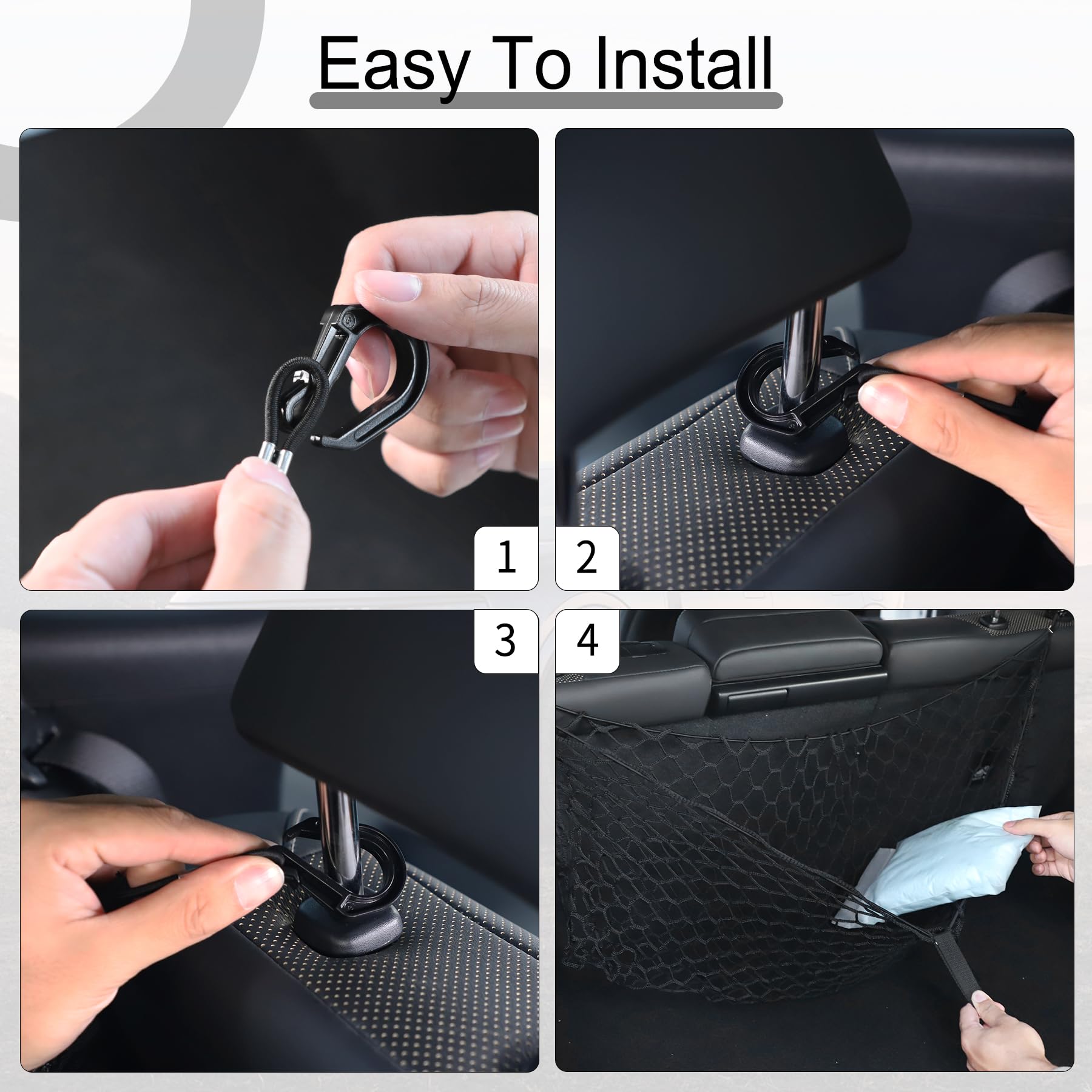 Amiss Cargo Net Stretchable, Car Exterior Accessories, Adjustable Elastic Trunk Storage Net With Hook For Suvs, Cars And Trucks