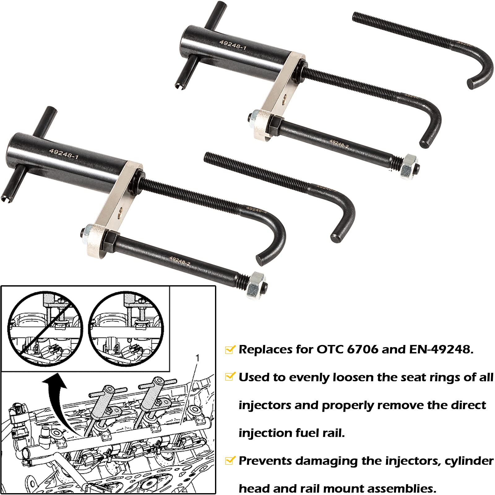 6706 Fuel Injector Rail Assembly Remover & Gm245 Fuel Injector Seals Tools Perfectly Fits For Gm Engines