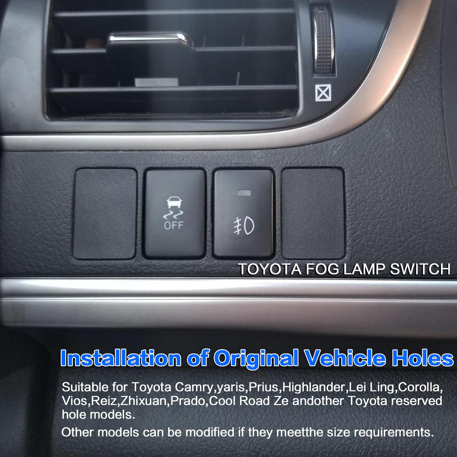 iztor 12v Push Button Switch Blue LED Multi-Purpose Switches Waterproof Toggle Switch with 4 Wires Connector Kit for Various Toyota Tacoma Tundra FJ Cruiser Car Modification-Fog Lamp