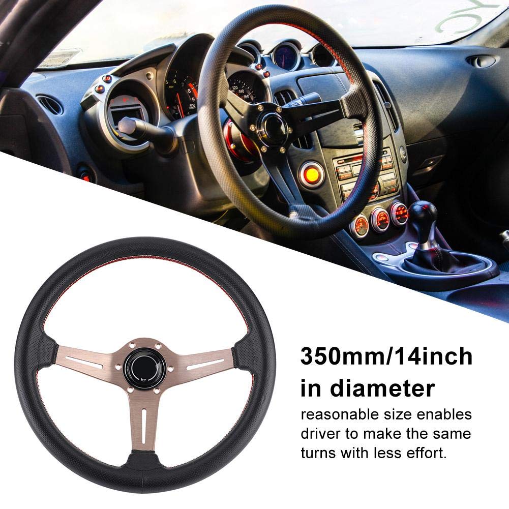 Steering Wheel For Nardi Style 6-Bolt Half Dish Black Perforated Leather Racing Steering Wheel W/Horn Modifed Parts