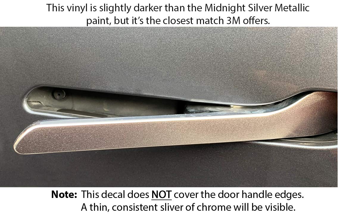 Custom Cut Graphics Door Handle Wrap - Vinyl Standard Wrap for Tesla Model 3/Y - Midnight Silver Metallic