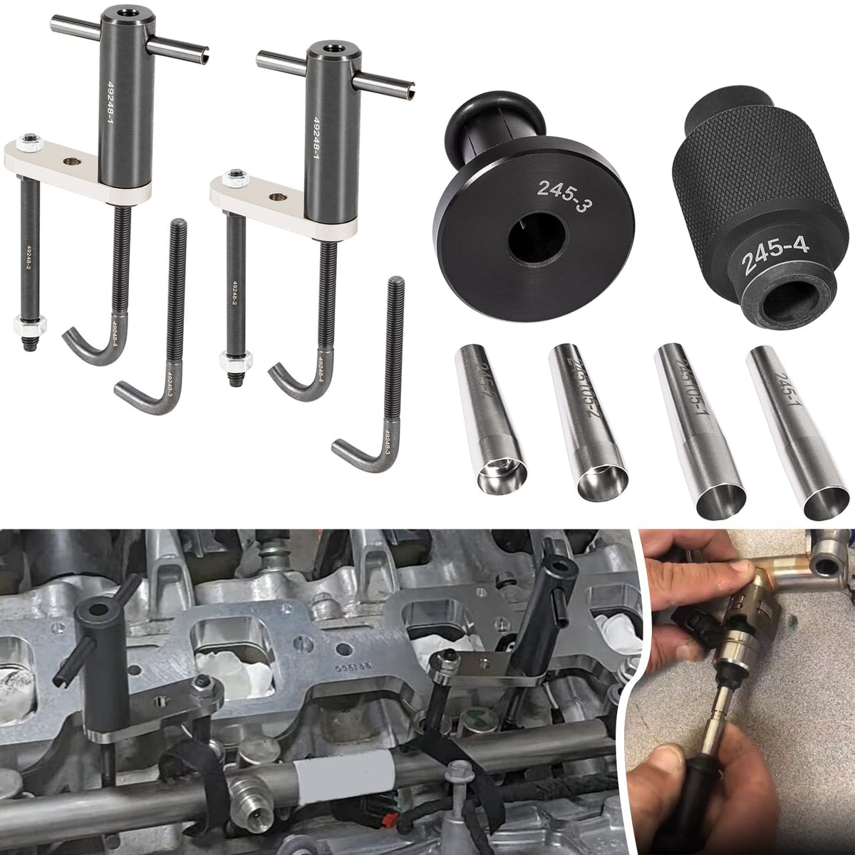 6706 Fuel Injector Rail Assembly Remover & Gm245 Fuel Injector Seals Tools Perfectly Fits For Gm Engines