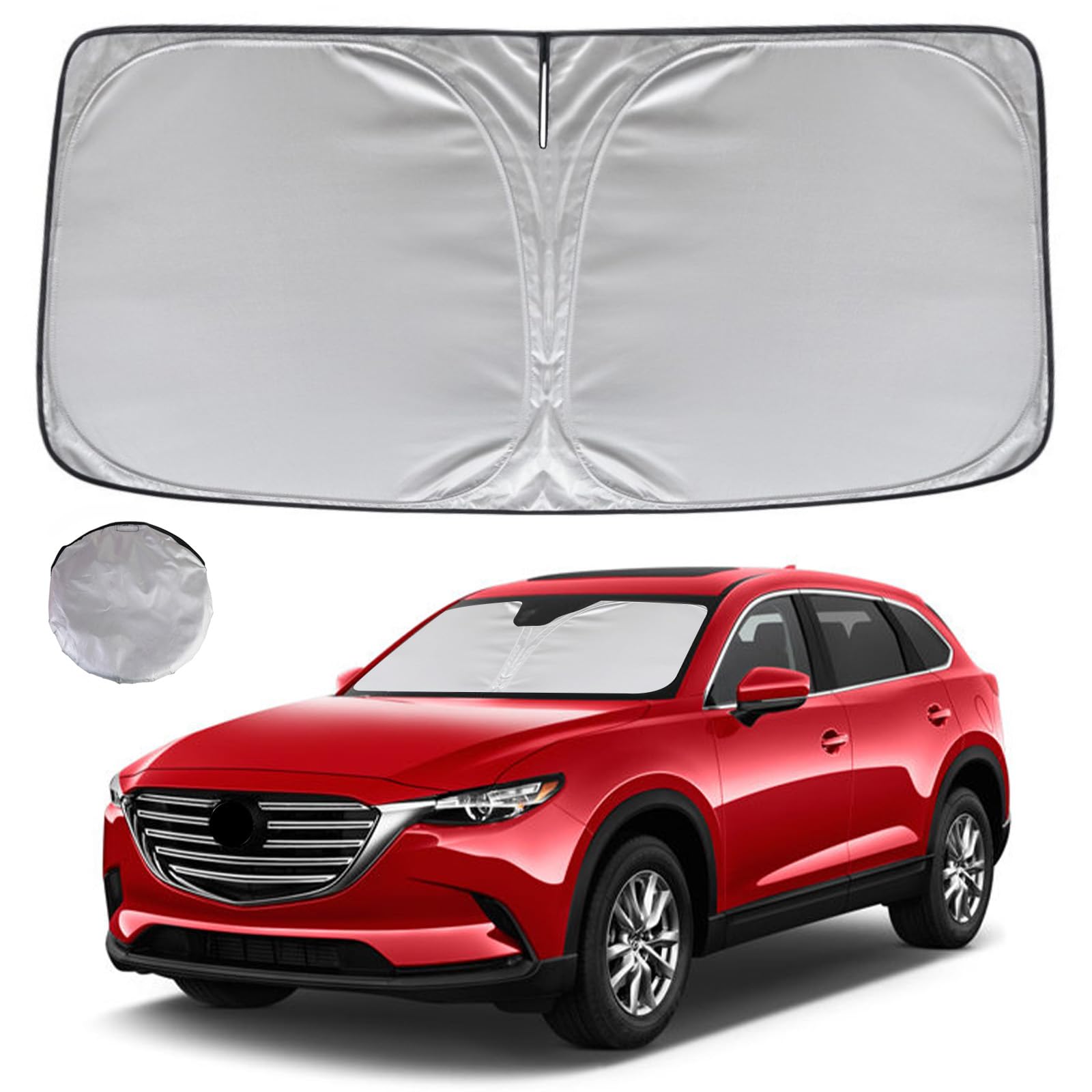 Kayzt Windshield Sun Shade For 2016-2025 Mazda Cx9 Cx-9 Foldable Sunshade Front Window Custom Fit Car Accessories
