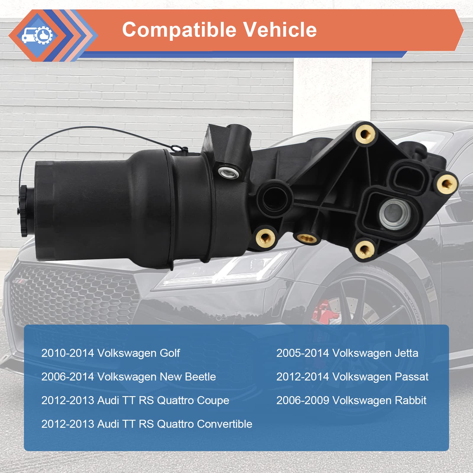 Zonfant Engine Oil Filter Base Housing Assembly Compatible With Audi Volkswagen Vehicle Tt Jetta Passat Beetle Golf Rabbit Replaces #07K115397B 07K115397A 07K115397D