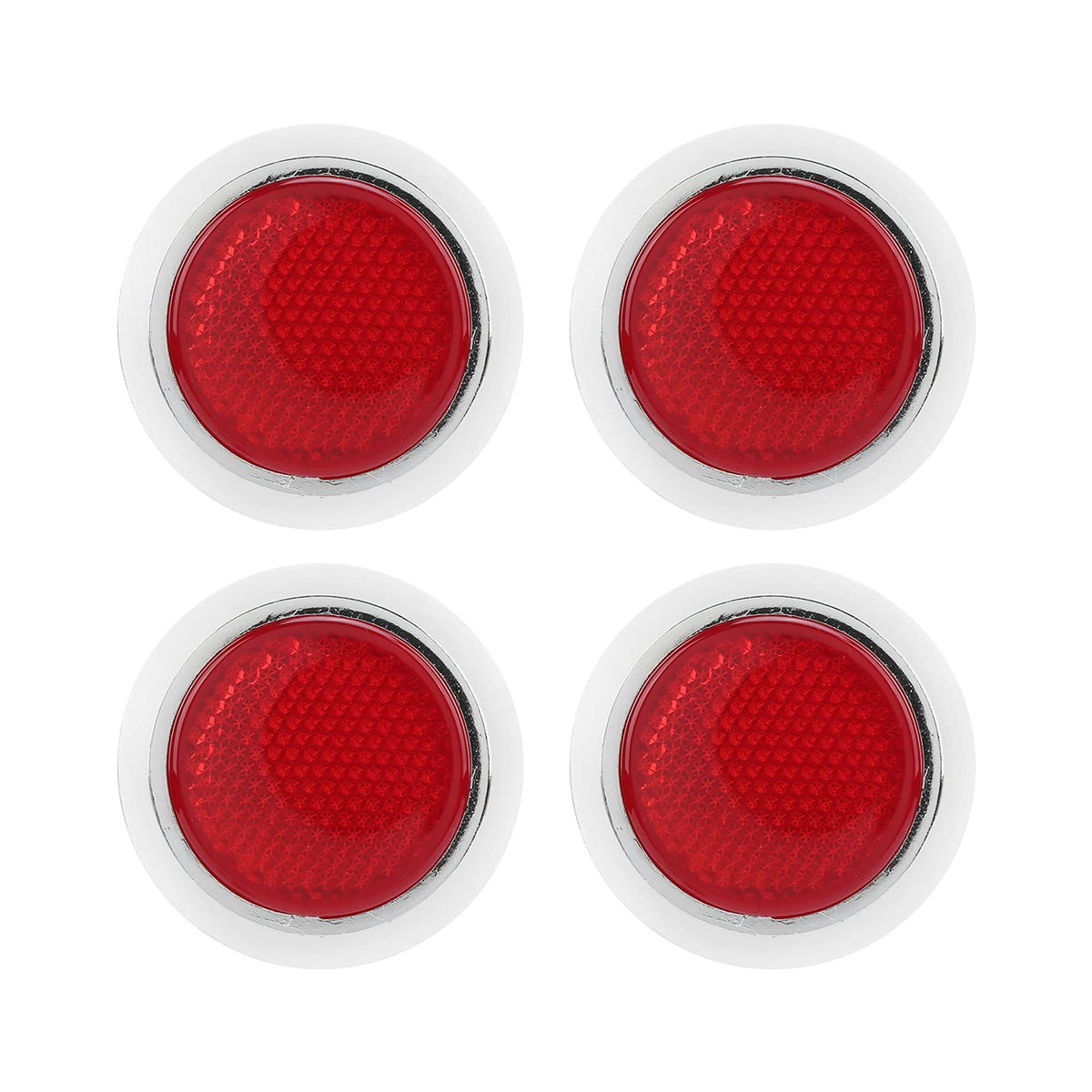 Reflective Sticker, 4Pcs Red Reflector Abs Chrome Trim Round Reflective Protection For Automobile Motorcycle Reflective Motorcycle Sticker