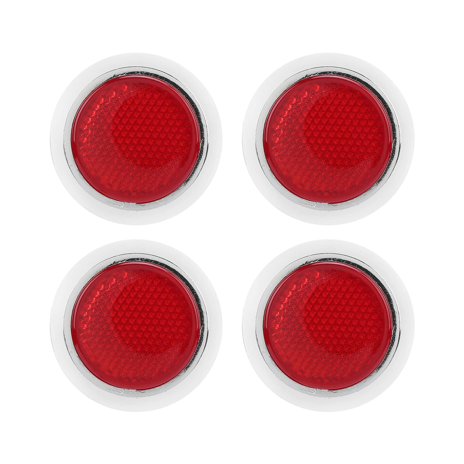 Reflective Sticker, 4Pcs Red Reflector Abs Chrome Trim Round Reflective Protection For Automobile Motorcycle Reflective Motorcyc