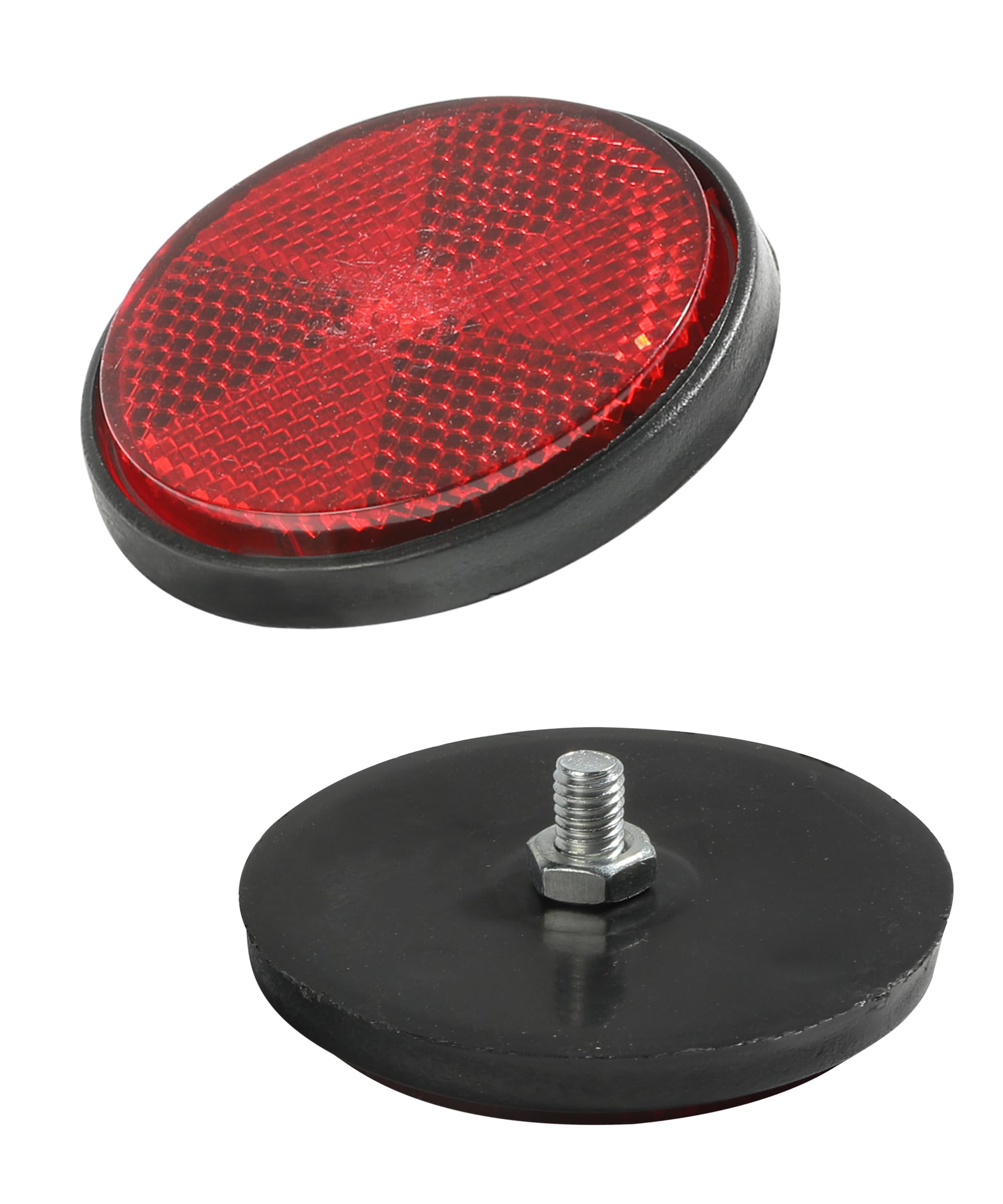 Zlirfy 2Pcs Round Rear Reflectors,Motorcycle Bike Screw Mount,Screw On Safety Spoke Reflective Gate Posts Reflector,Red Plastic