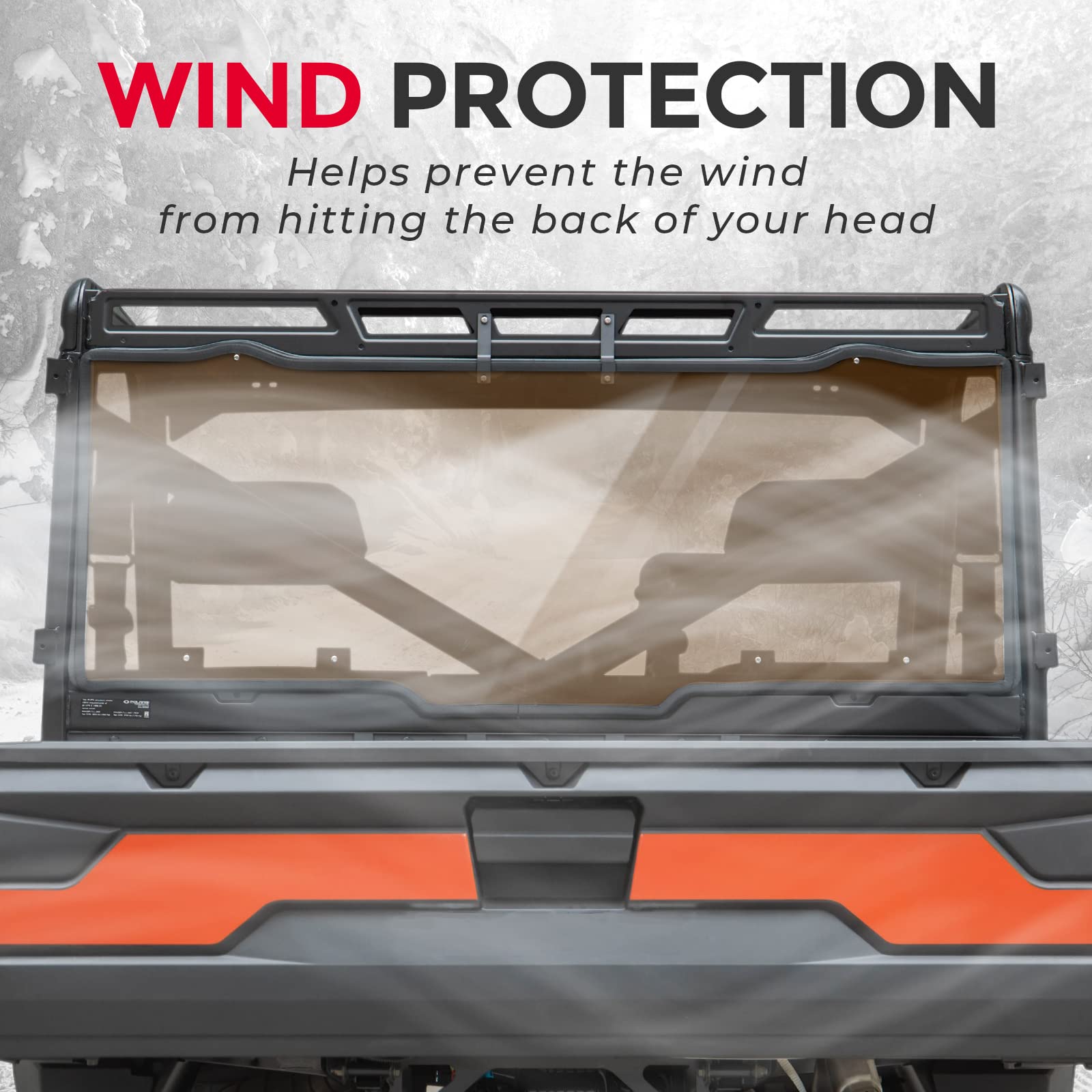 Kemimoto Hard Coated Tinted Rear Window, Pre-Installed Back Windshield Compatible With Polaris Ranger Xp 1000/Crew 2017-2025, Po