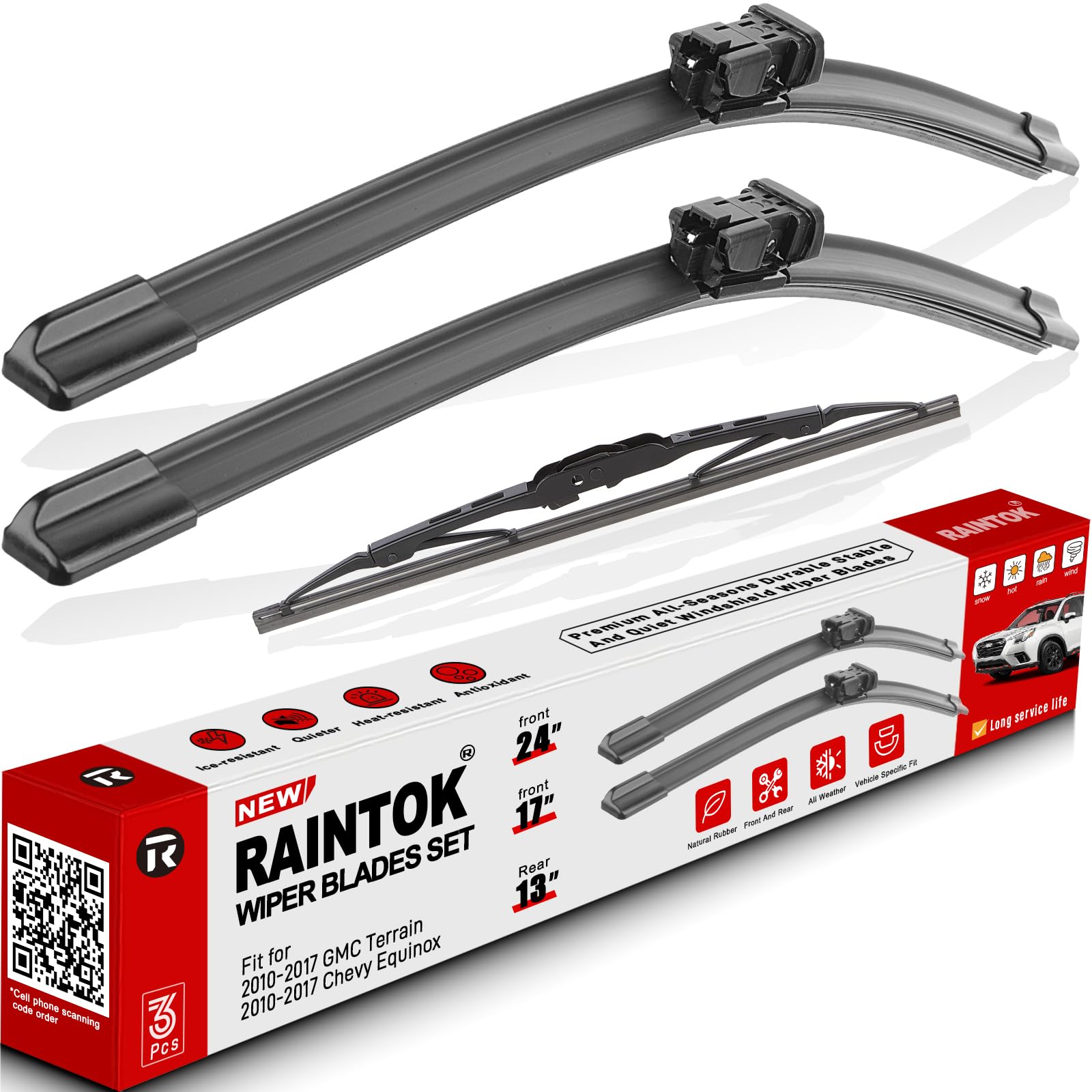 Raintok Windshield Wiper Blades Replacement For 2010-2017 Chevrolet Chevy Equinox Gmc Terrain Original Factory Quality Front Rea