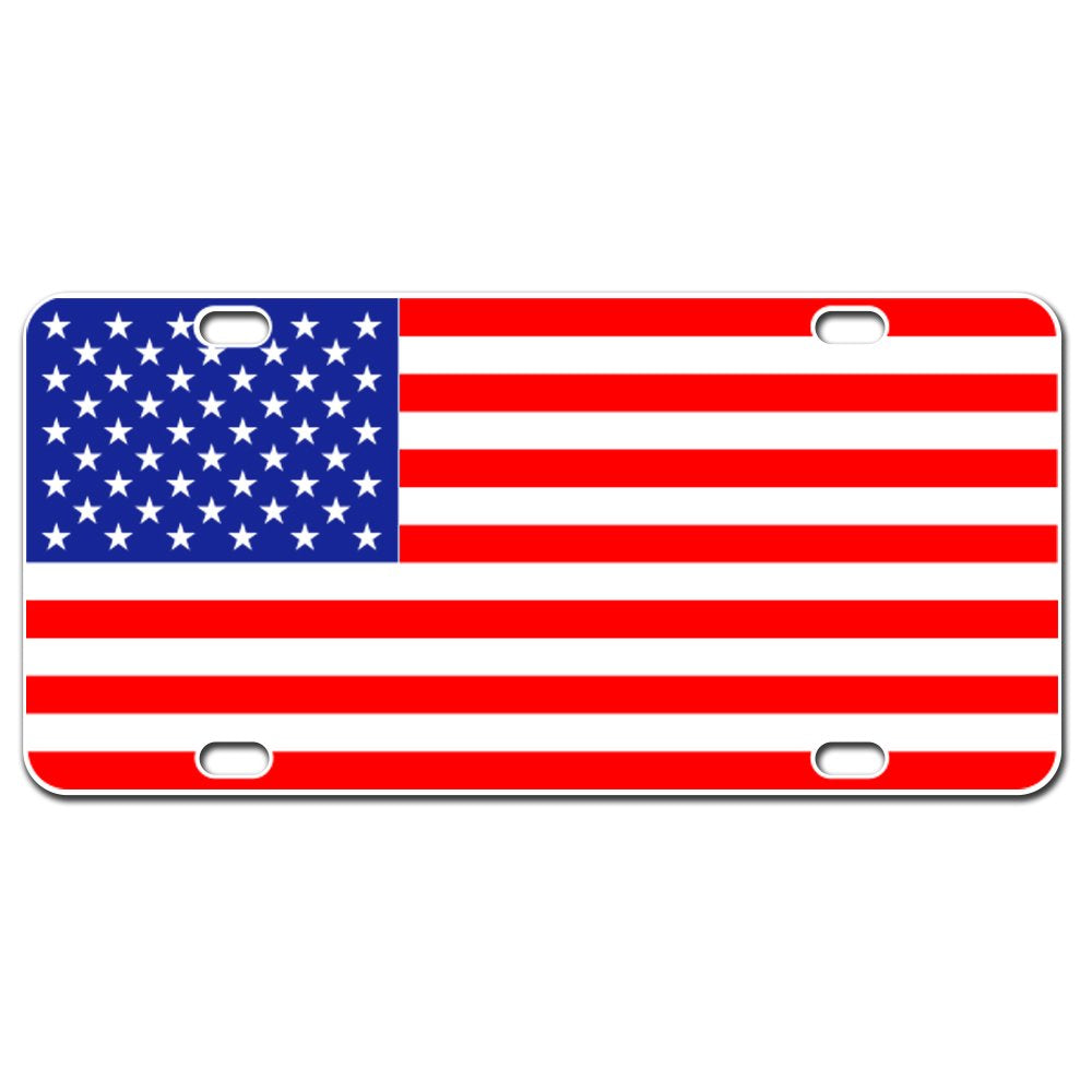 Jass Graphix American Flag License Plate On 1/8 White Aluminum Composite Heavy Duty Usa Car Tag