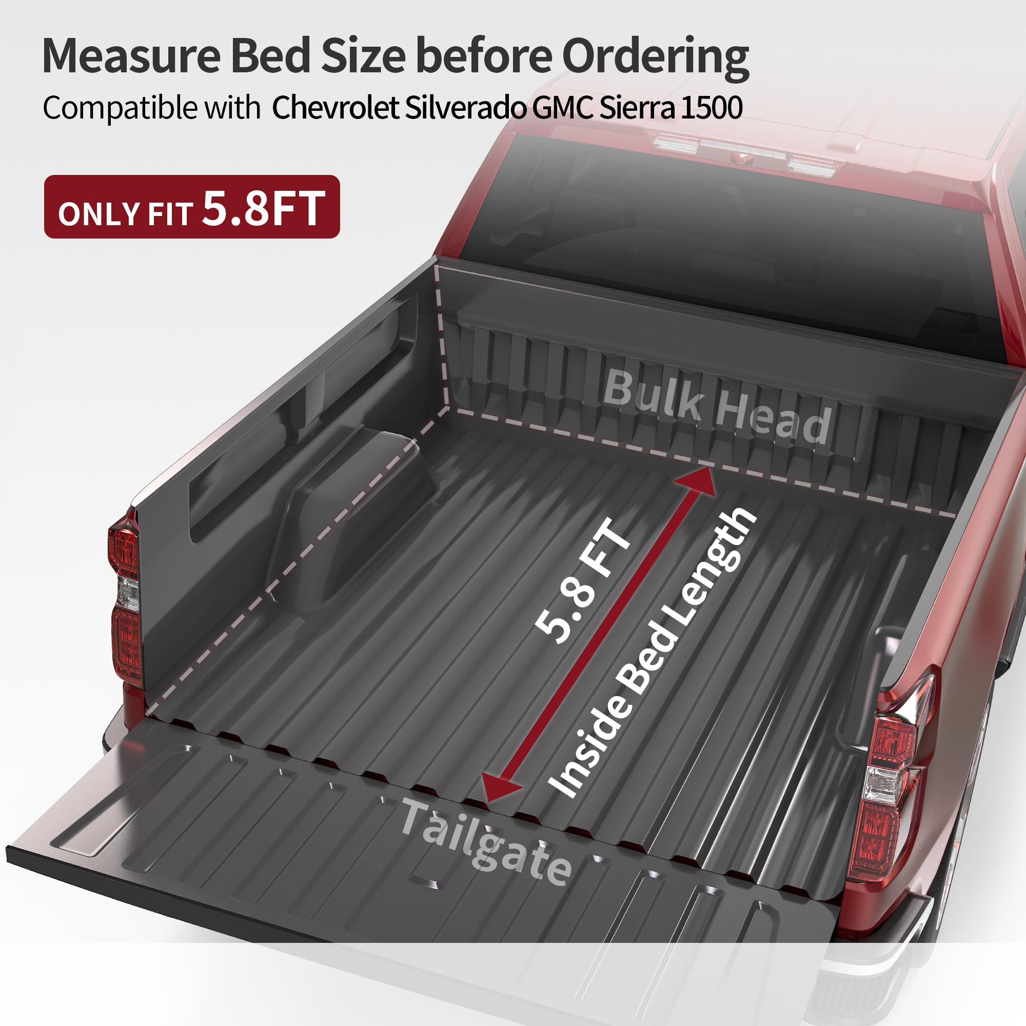 Oedro Soft Quad Fold Truck Bed Tonneau Cover Fit For 2019-2025 Chevy Silverado 1500 / Gmc Sierra 1500 New Body Style Without Mul