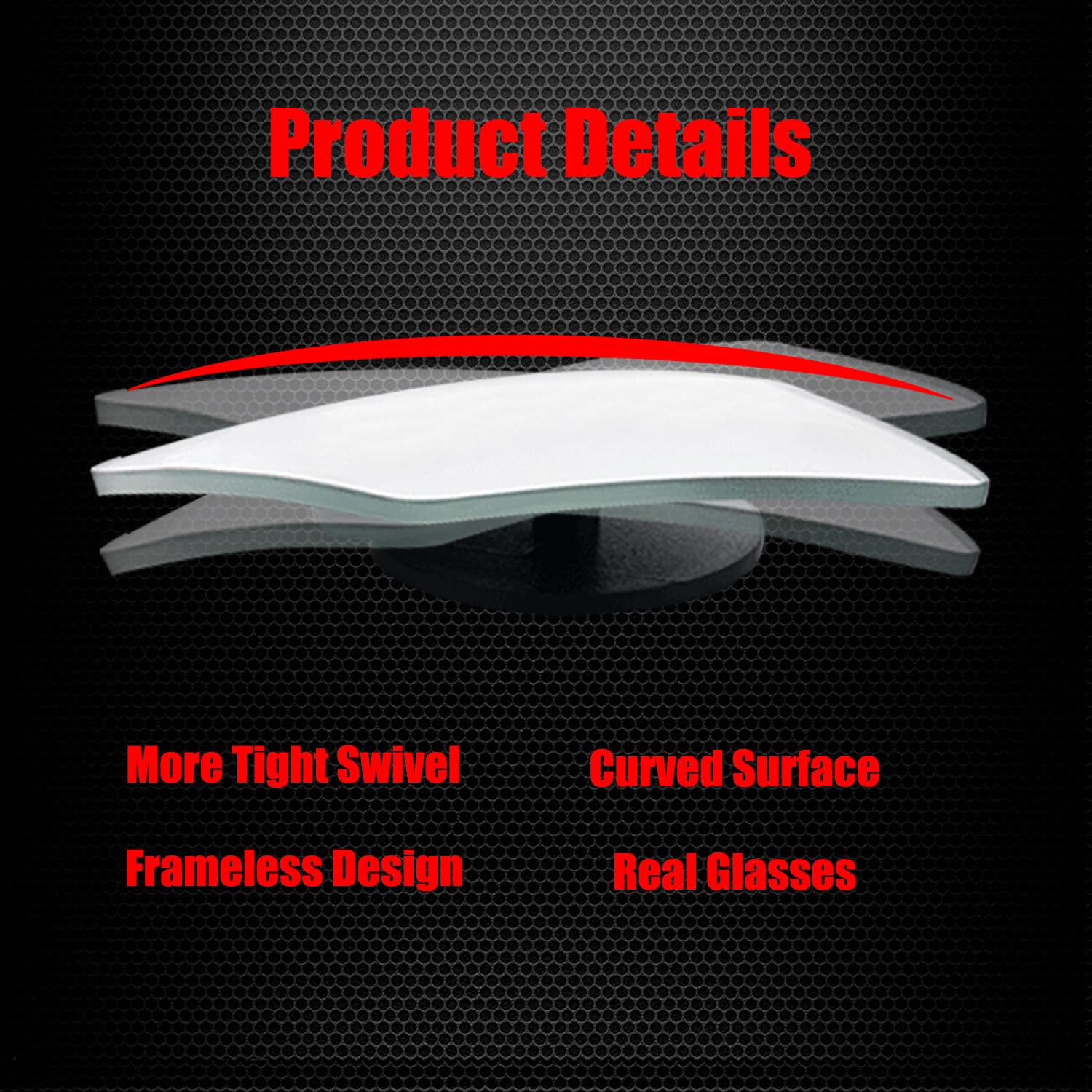 Ampper Rhombus Shaped Blind Spot Mirror, Hd Glass Frameless Convex Wide Angle Rearview Blindspot Car Mirror For Car Suv And Truc