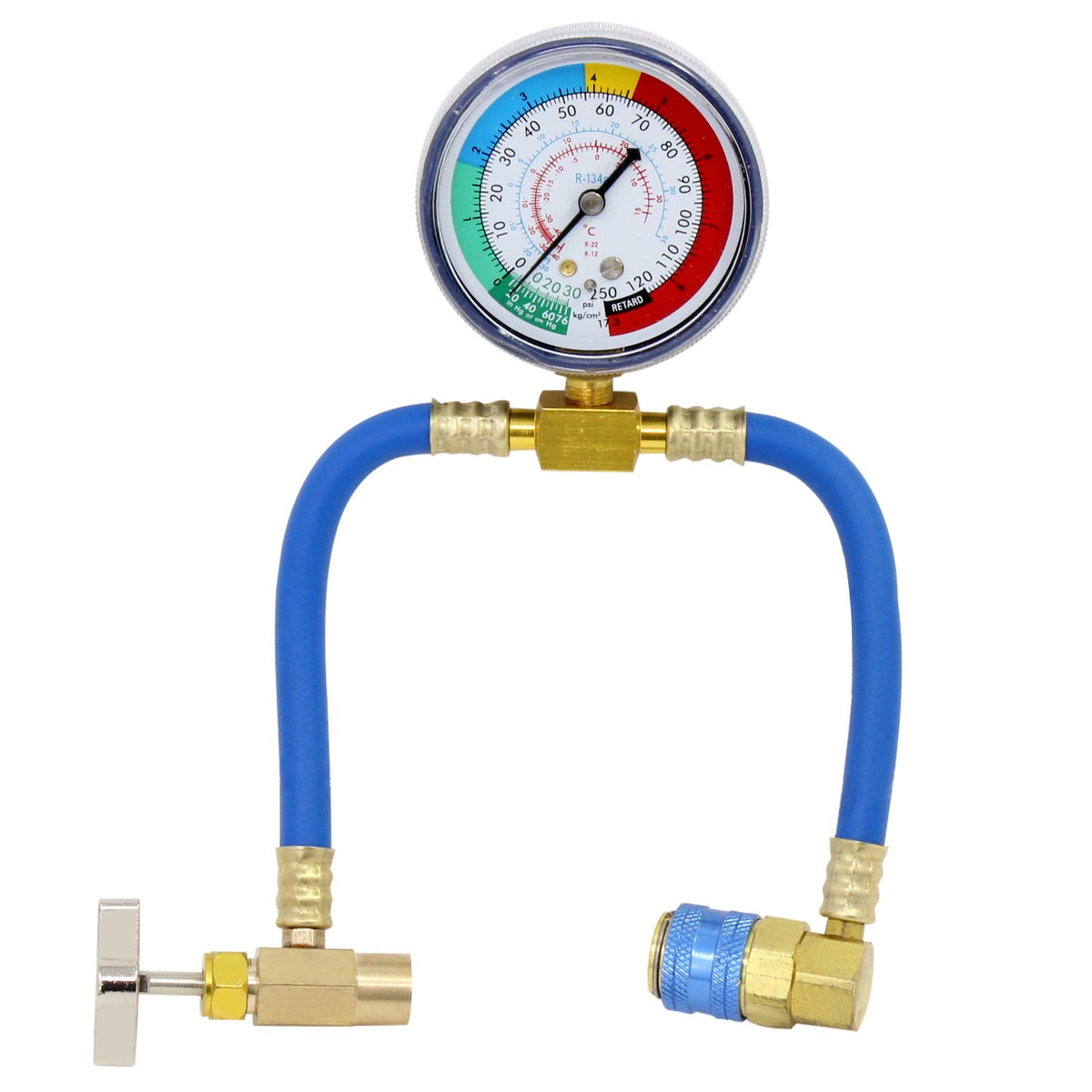 OCR R134A Charging Hose with Measuring Pressure Gauge, AC Refrigerant Recharge Kit, Auto Car Air Conditioning U Charging Hose Ad