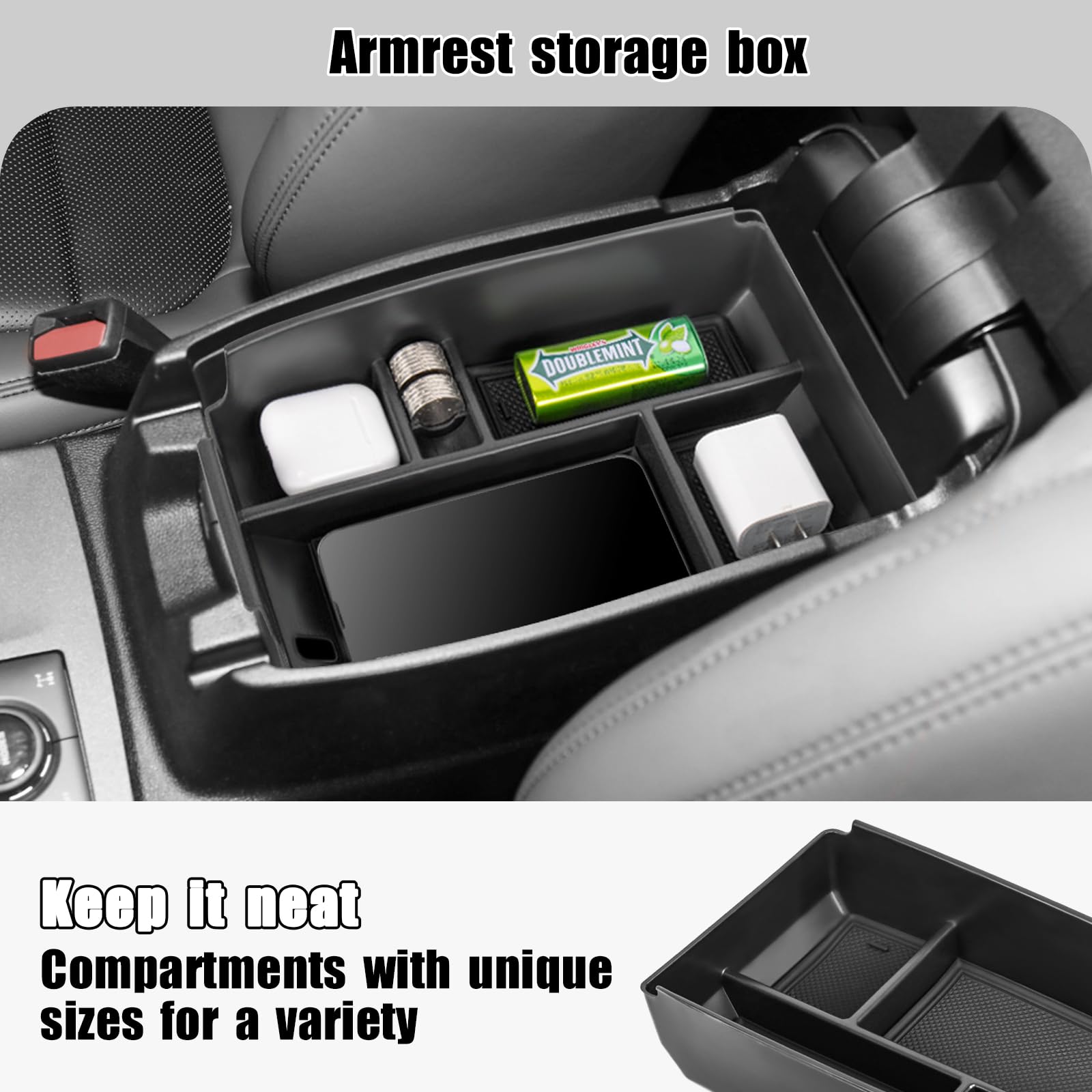 Neepiar Center Console Organizer Tray Compatible With Ford Escape 2020-2025 And Bronco Sport 2021-2025 Armrest Storage Box Secon