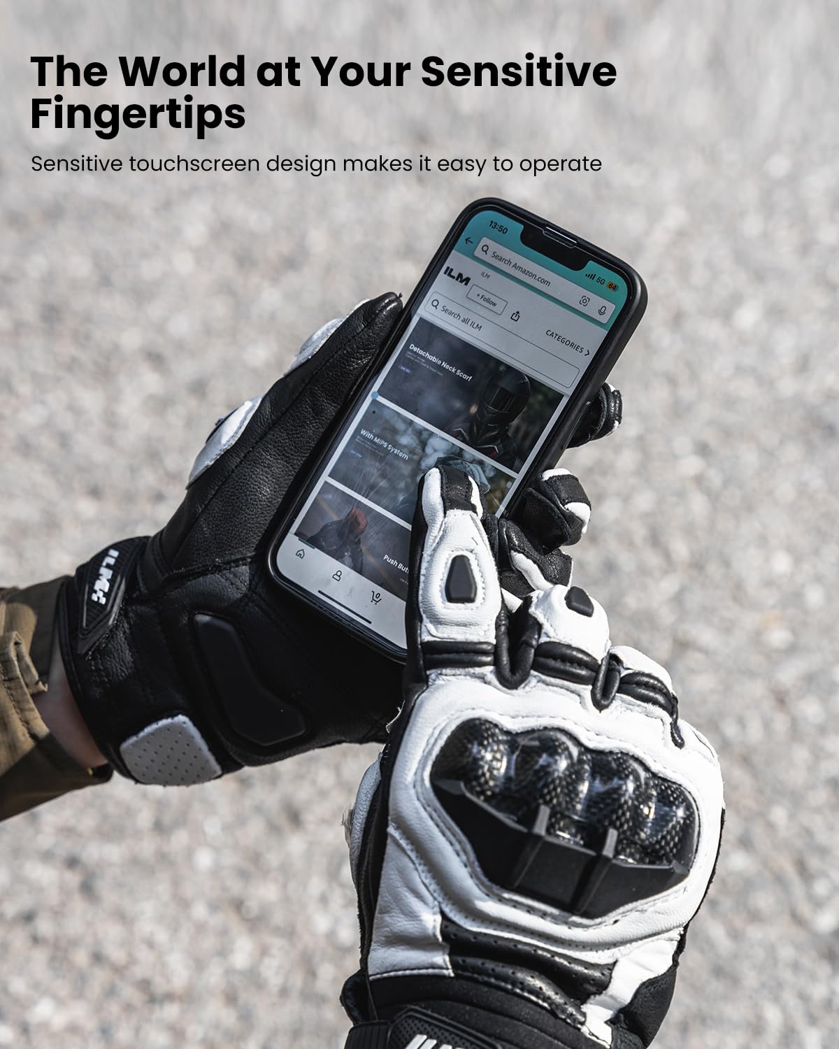 Ilm Air Flow Leather Motorcycle Gloves For Men And Women Model-Grc01L (Xl, White-Long)